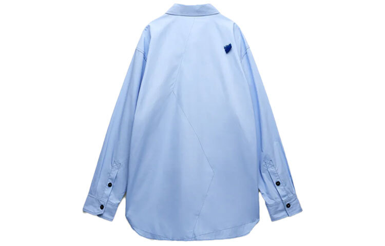 【代購】ADER ERROR X ZARA Ader Error X Zara Shirts Unisex Blue Pointed Collar Moderate Shirt 2058-398