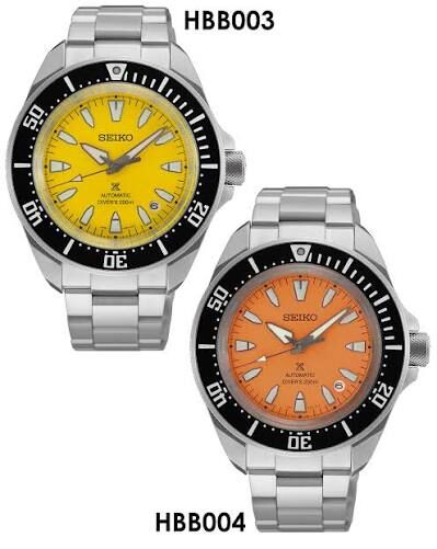 Seiko 精工 New Limited-Edition Prospex Automatic Watches Yellow HBB003K1 , Orange HBB004K1 , 新武士系列亞太區陽光黃及橙色 限量版