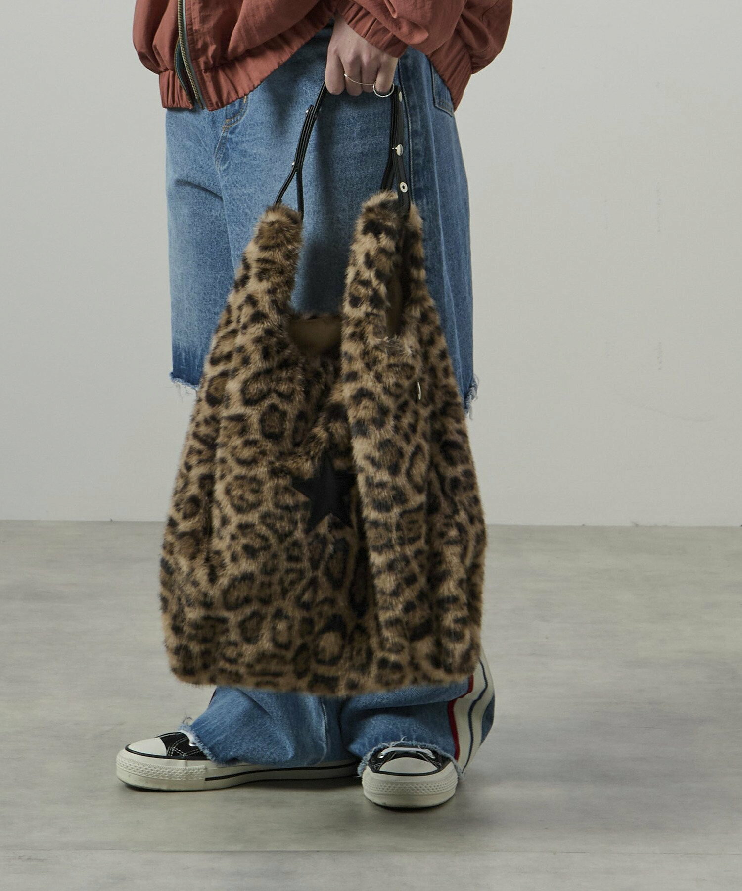預購┃CONVERSE TOKYO 2WAY 豹紋 毛毛 托特包 LEOPARD ECO-FUR SHOPPING TOTE BAG