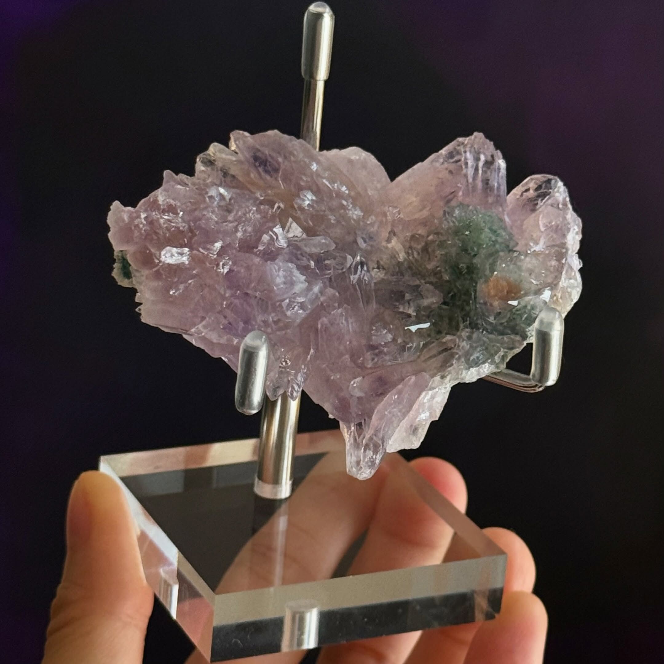 [原石] 克魯茲紫水晶 異象水晶花 附底座