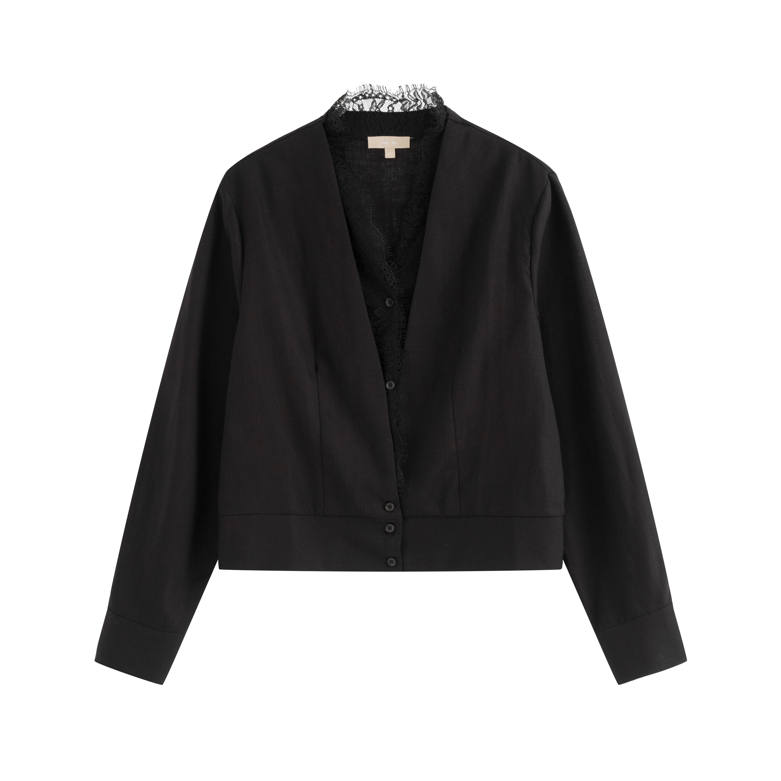 mi-tu Lace-Panel V-Neck Shirt