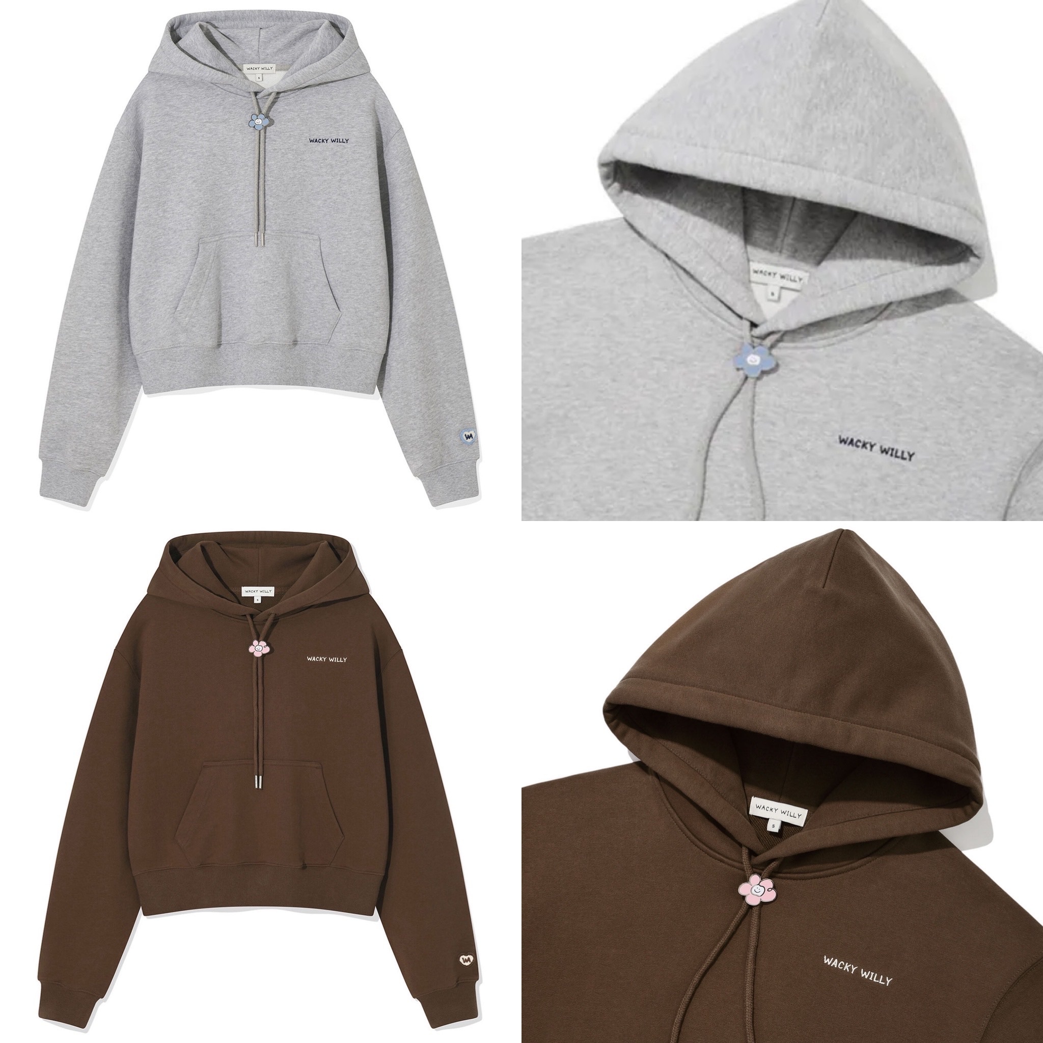 【30/8截單！限時優惠預訂】韓國 WACKY WILLY WOMEN TYPO LOGO CROP HOODIE（4色）