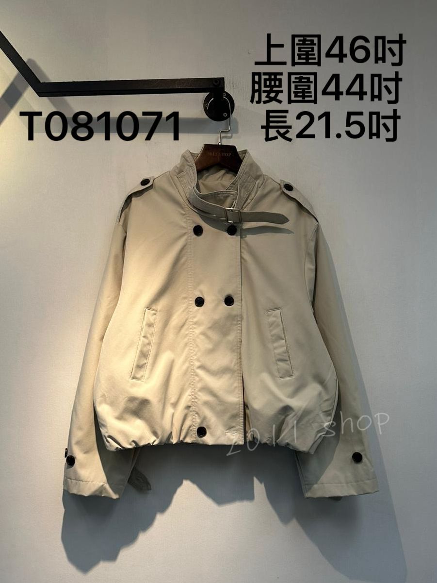 英倫風立領泡泡外套  上圍46吋 腰圍44吋  長21.5吋  T081071