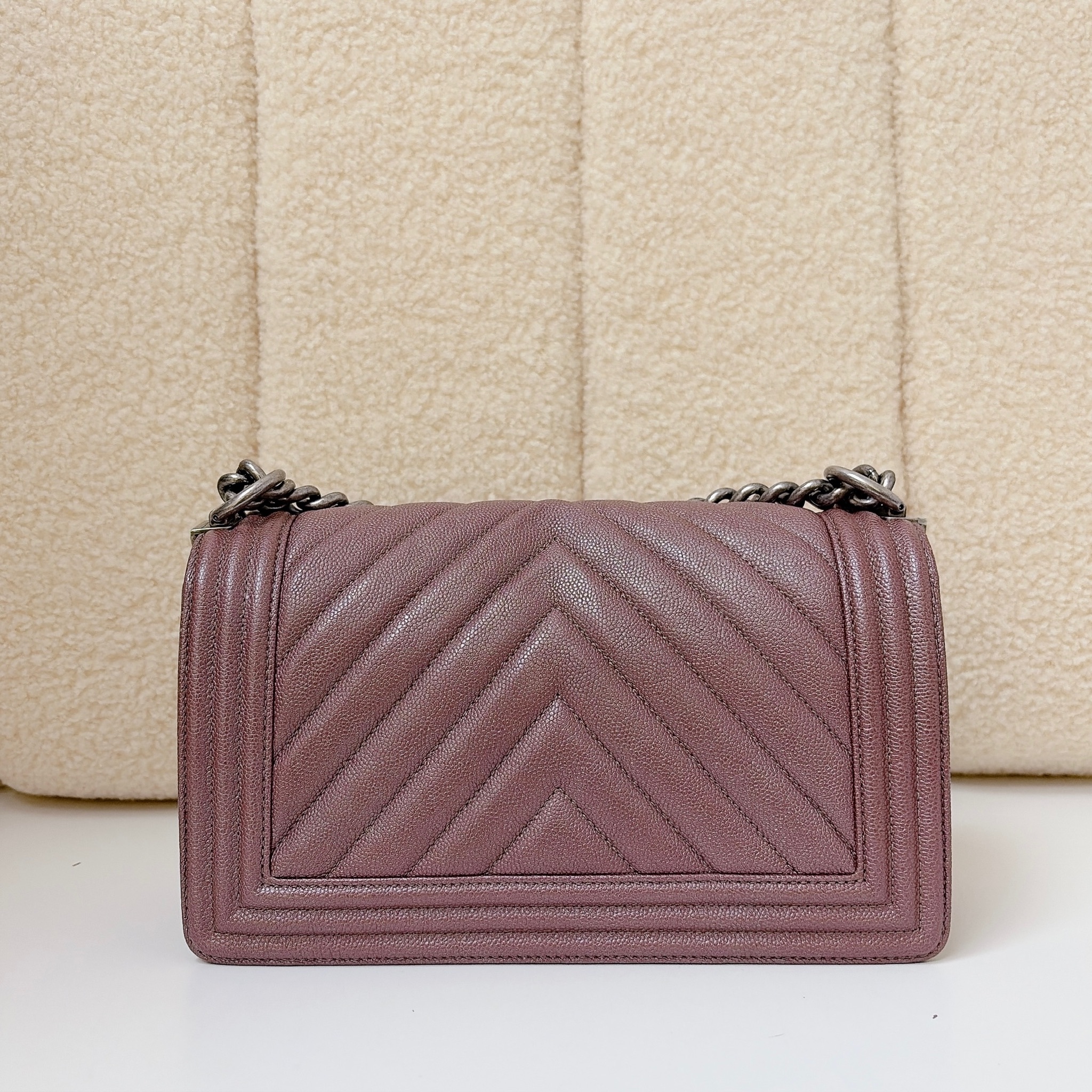 Chanel Boy Flap Bag - Metallic Rose Gold / SHW