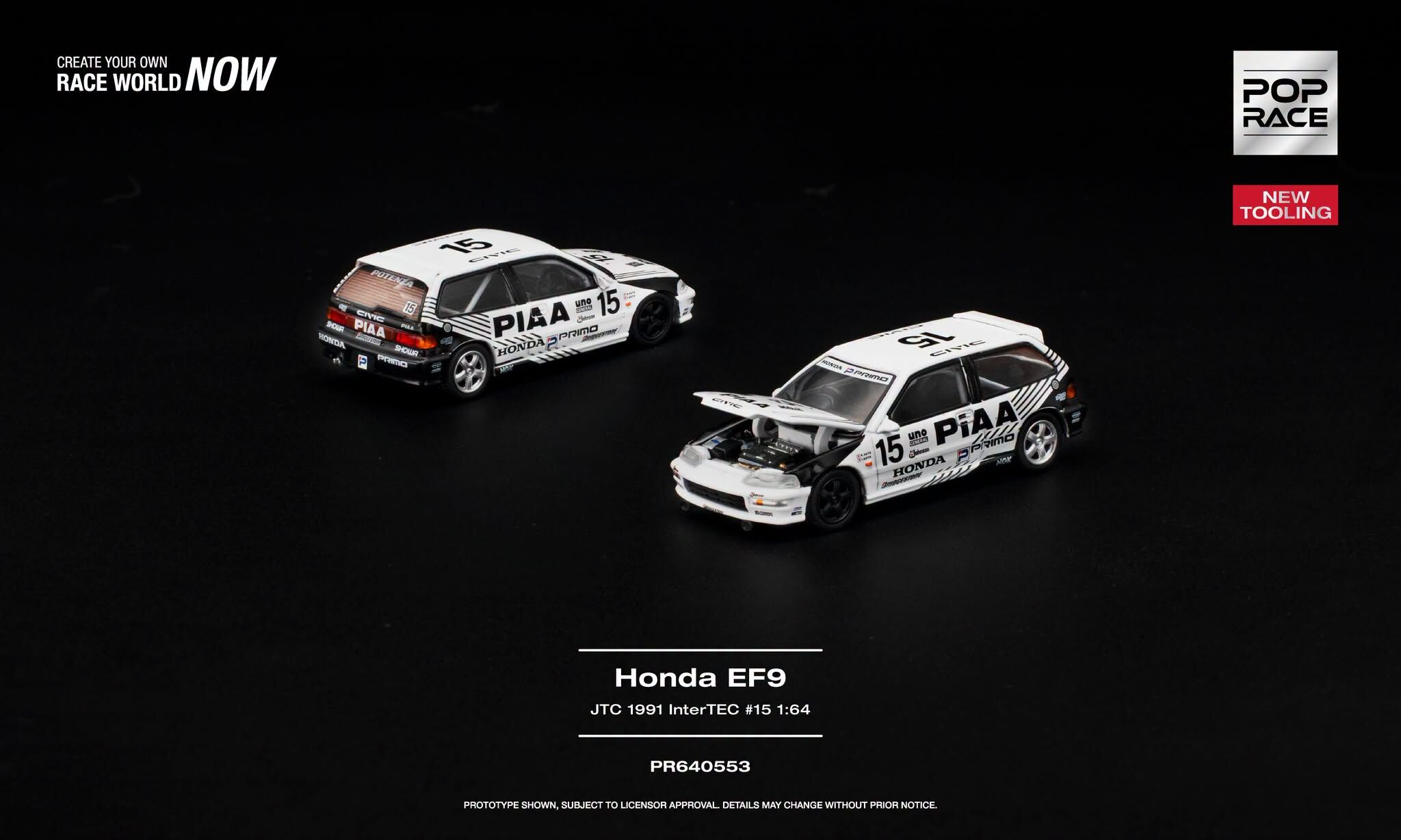預訂:1/64 POP RACE HONDA CIVIC (EF9) #15 JTC 1991 InterTEC (PR640553 )