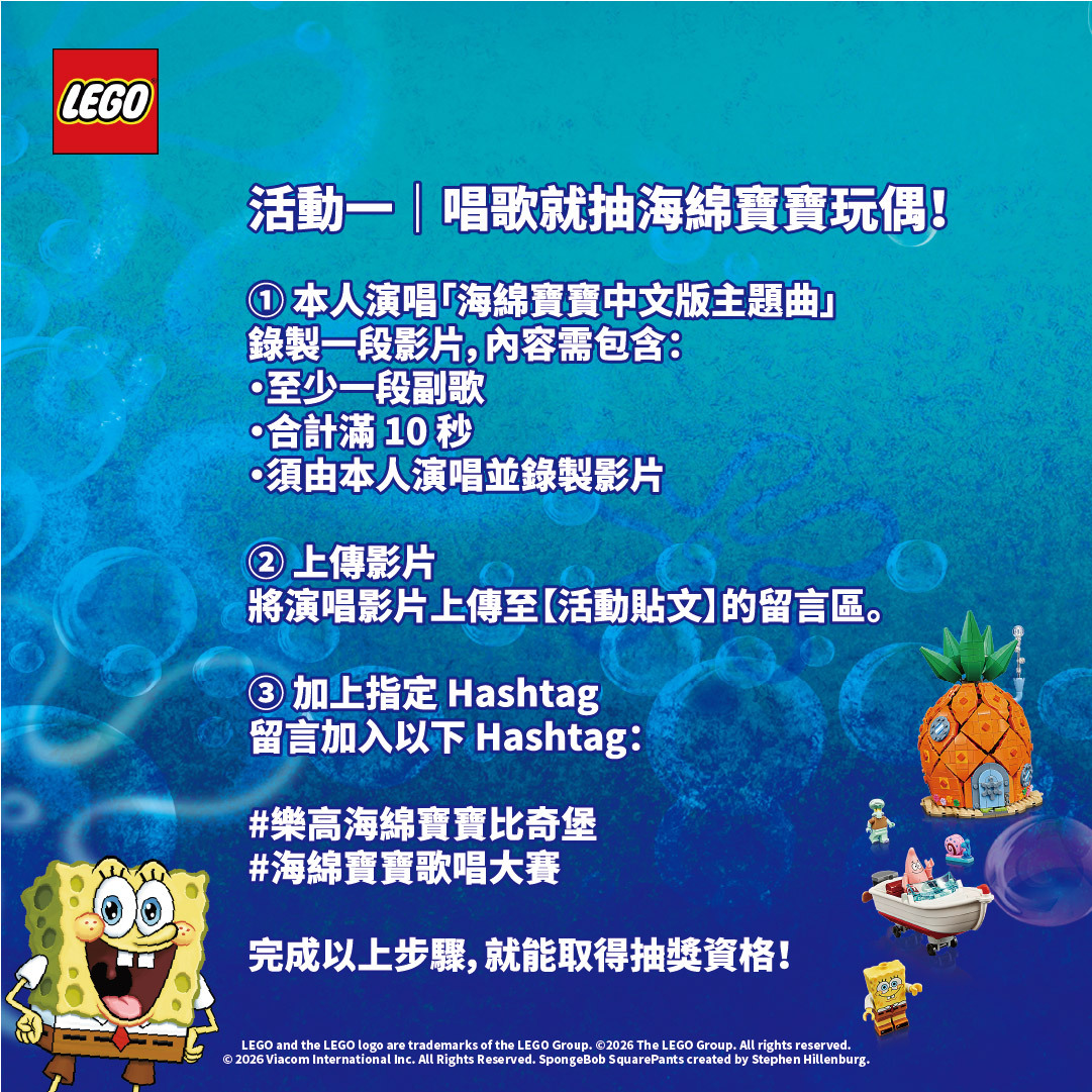 活動一,投稿抽海綿寶寶玩偶