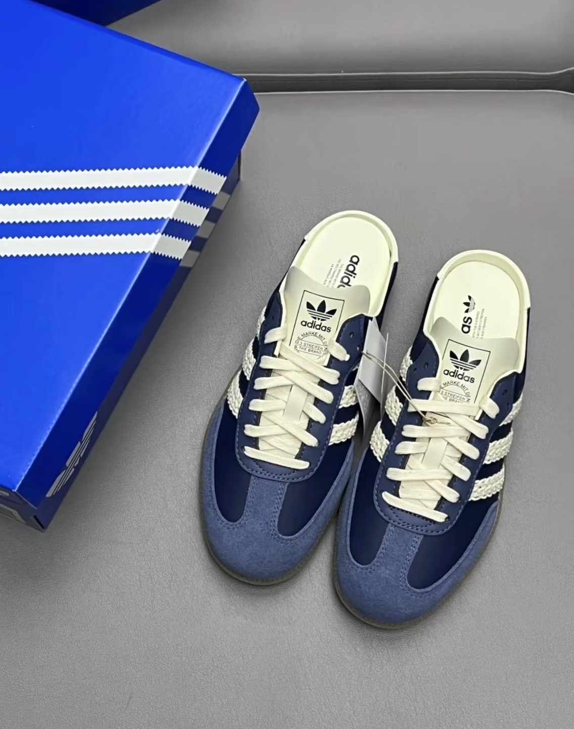 【OWN】Adidas Samba Mule 休閒 拖鞋 編織 日常 舒適 不分男女 藍色 HP5053