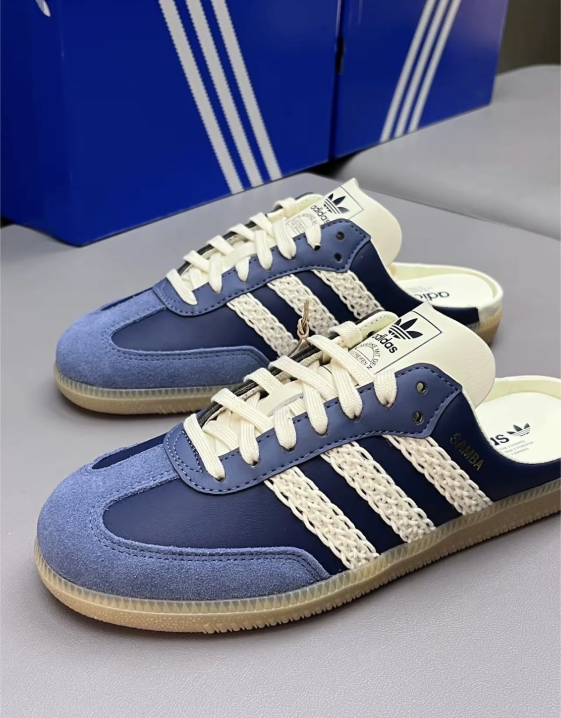 【OWN】Adidas Samba Mule 休閒 拖鞋 編織 日常 舒適 不分男女 藍色 HP5053