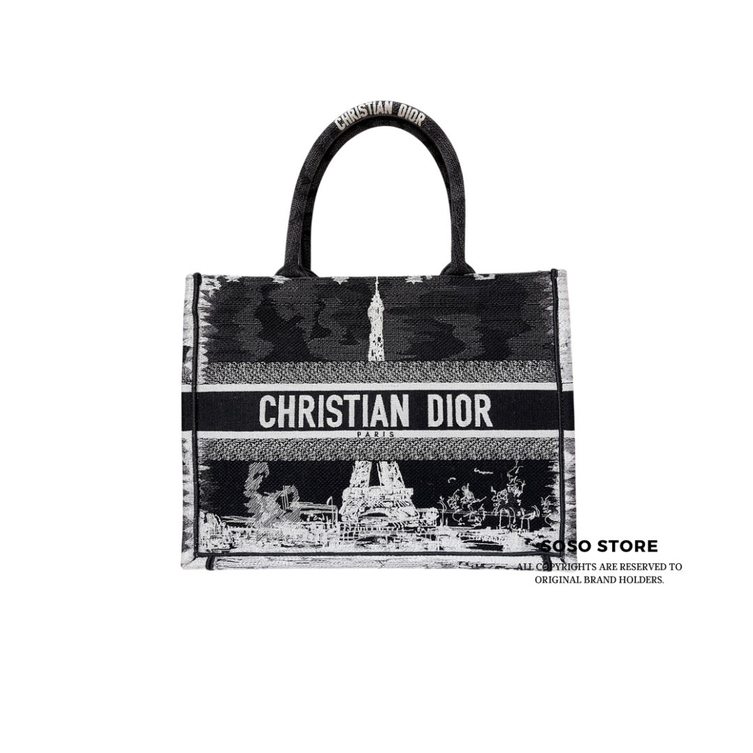 Dior Medium Book Tote - Black and White