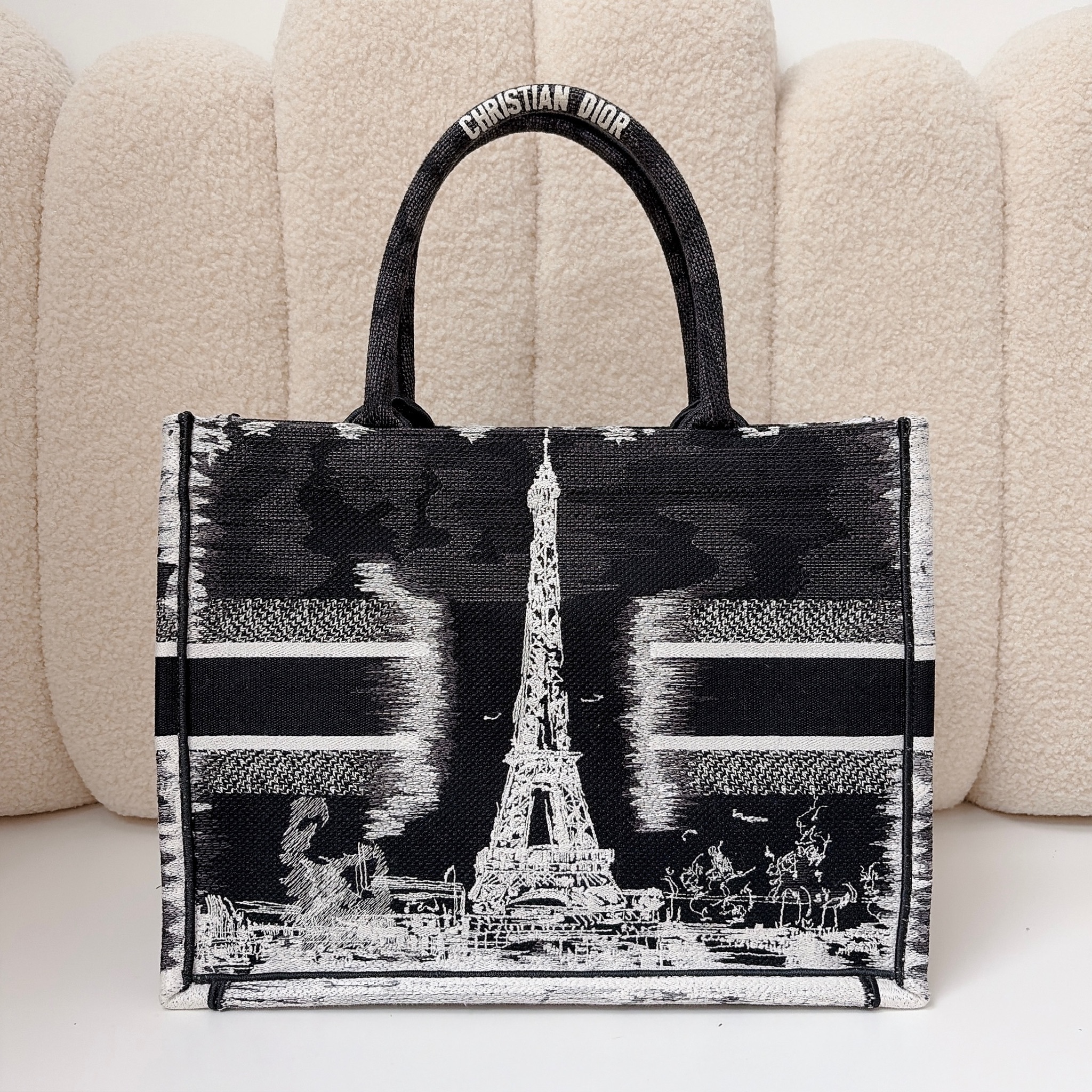 Dior Medium Book Tote - Black and White