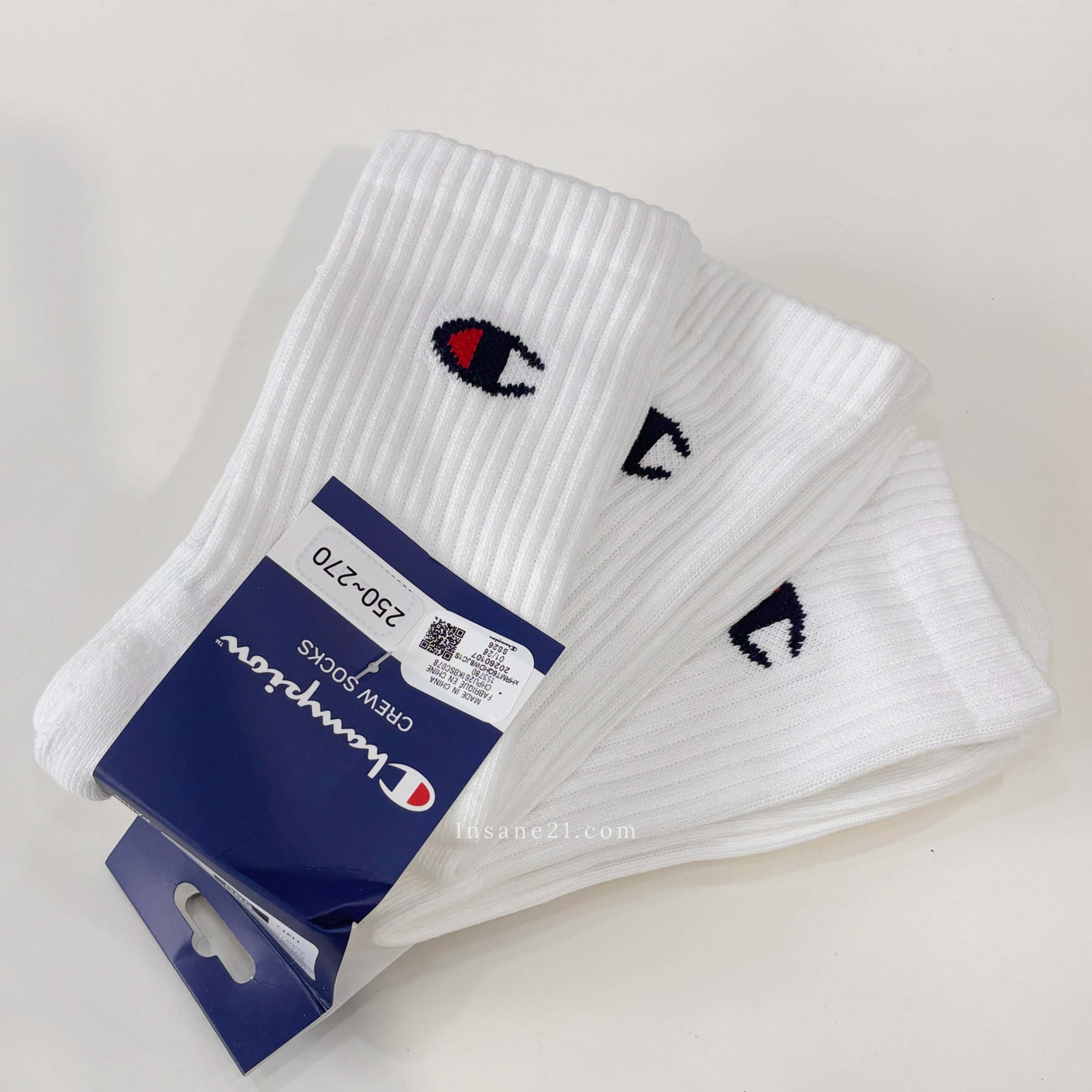 CHAMPION 白色 經典LOGO 長襪 襪子 運動 籃球襪 兩雙一組