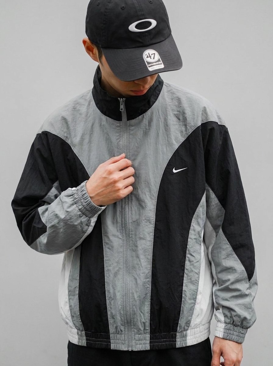 NIKE DRI-FIT 復古拼接 黑灰撞色 立領外套 IM5888-084