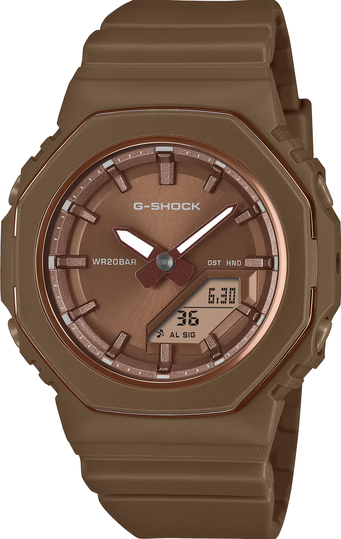 萬年鐘錶 - G-SHOCK  棕色時尚八角電子錶 GMA-P2110B-5 錶徑 : 40.5mm