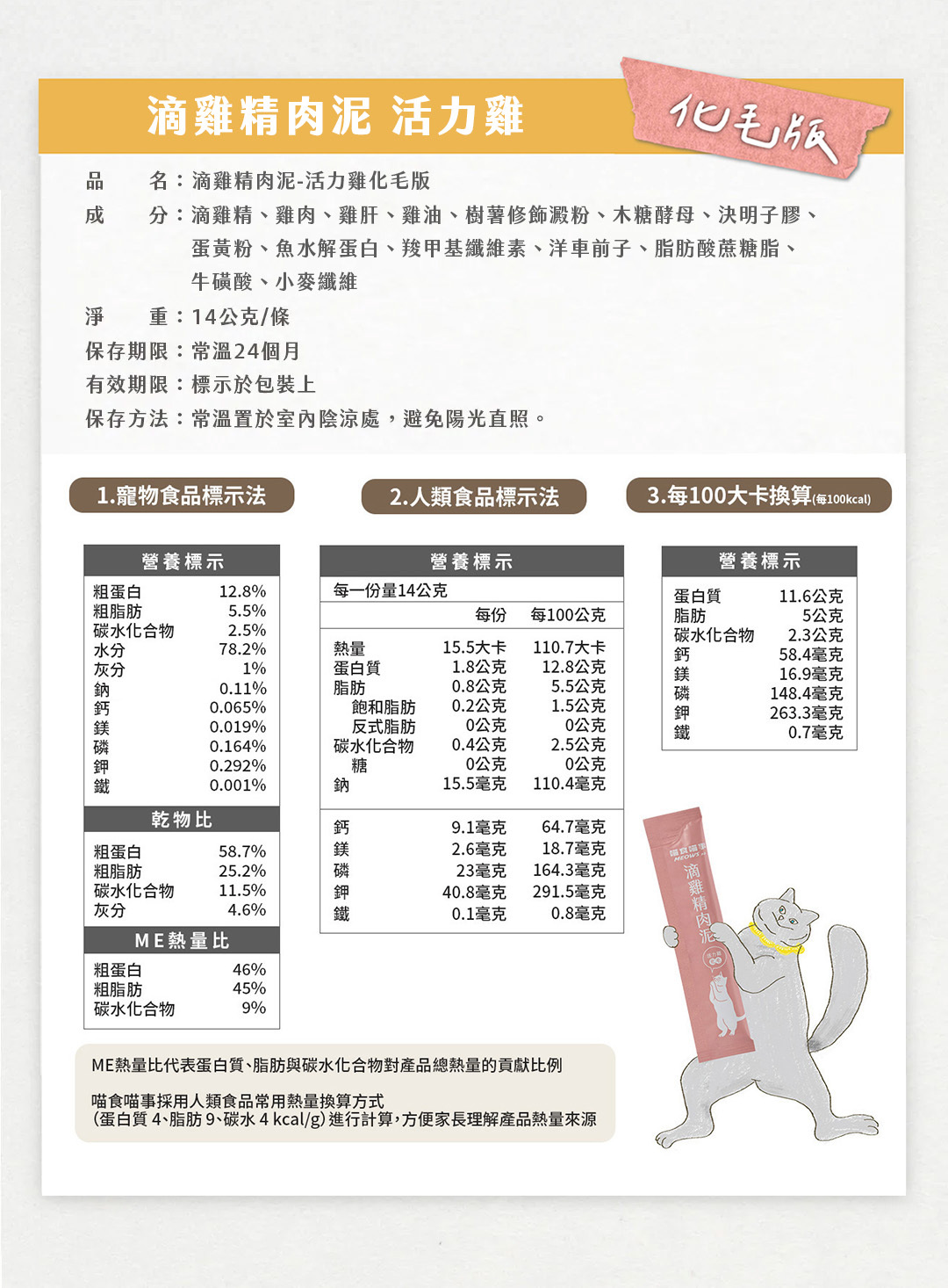 喵食喵事滴雞精肉泥化毛版營養標示挑嘴貓最愛肉泥