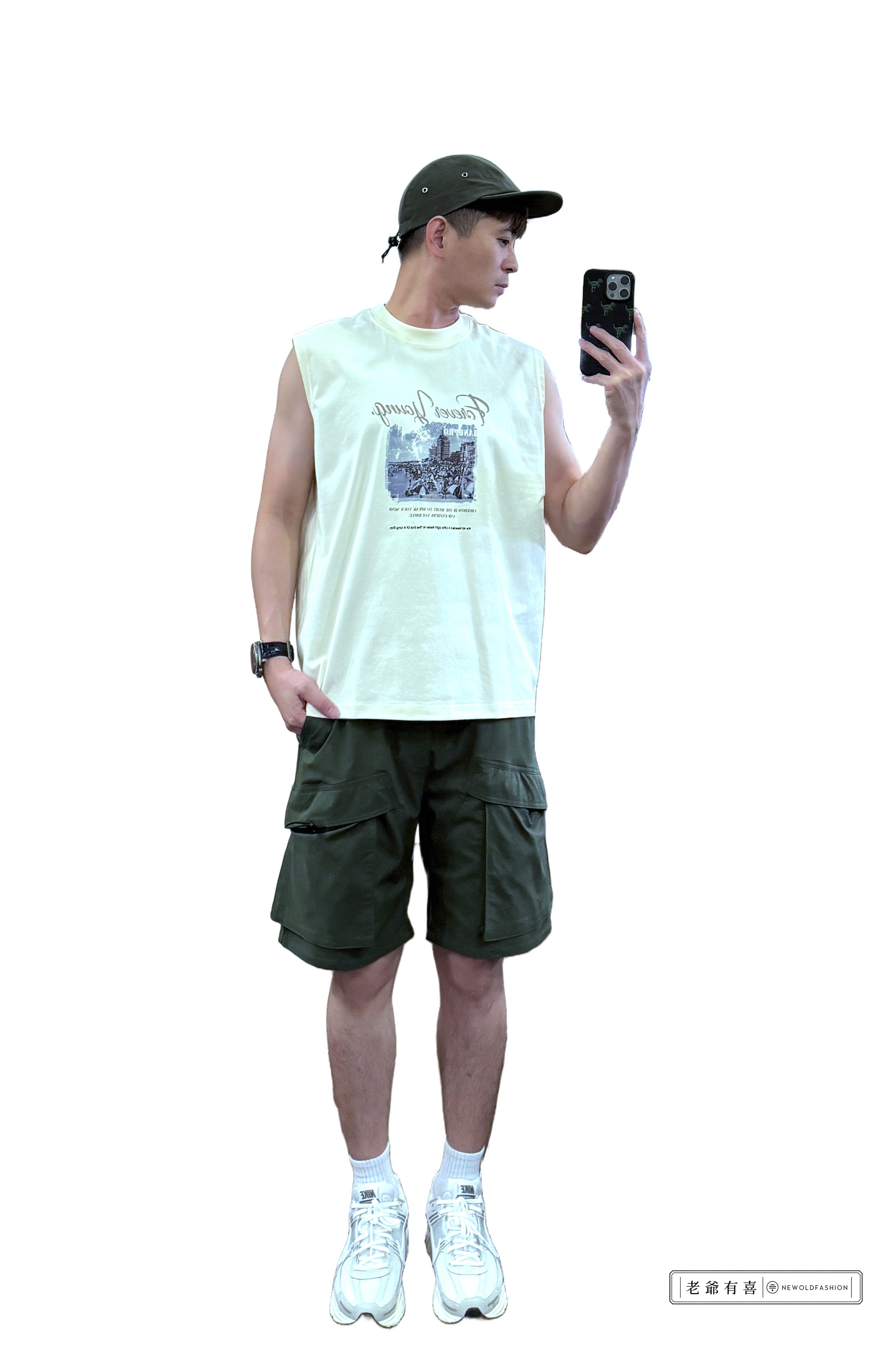 『新品上市』重磅Young素描海景棉質背心(NOF2405S8004)-白