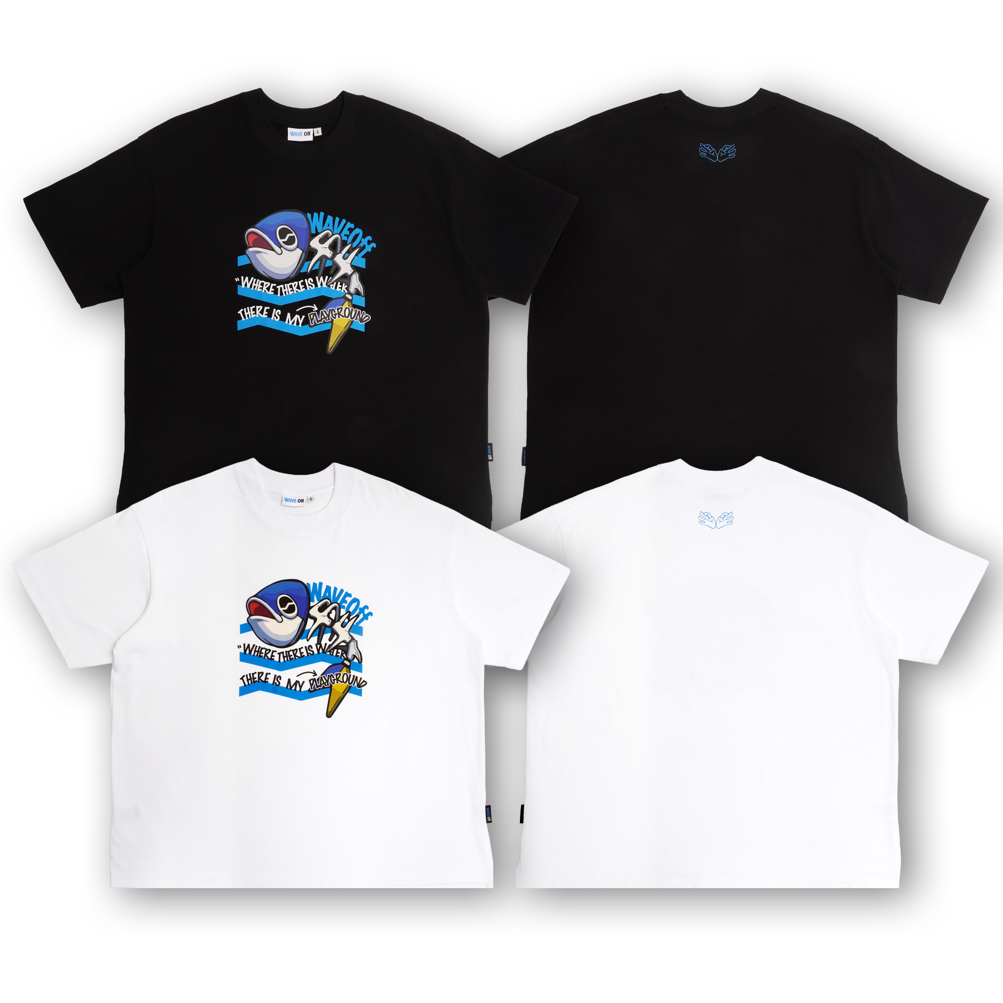 ｜WAVE OFF｜44 聯名 JDM BEGINNER FISHERMAN 釣魚初心者 短袖- (黑/白)