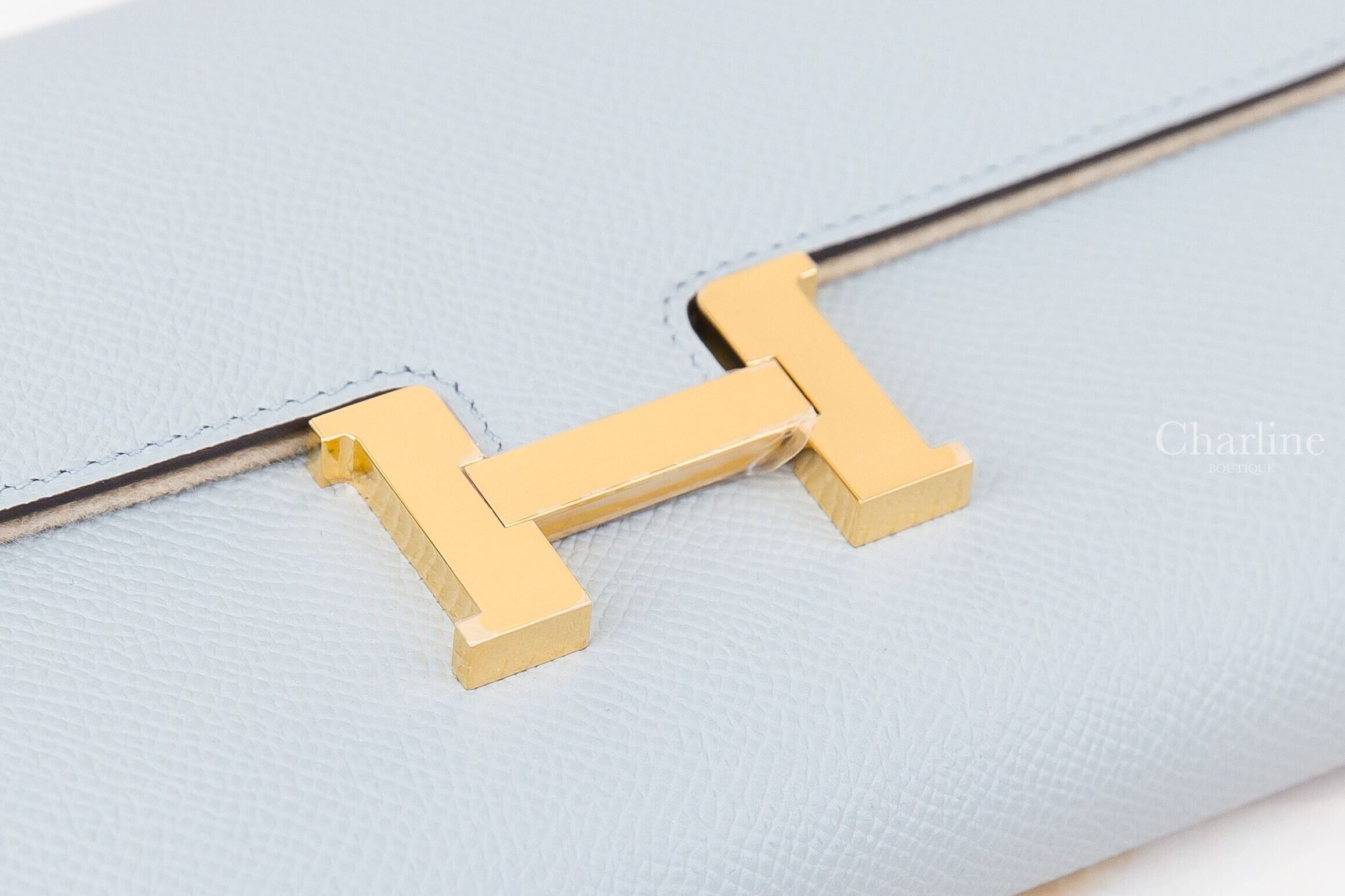 Hermès Constance Long To Go Wallet 8U Bleu Glacier Epsom 冰川藍金釦肩背包