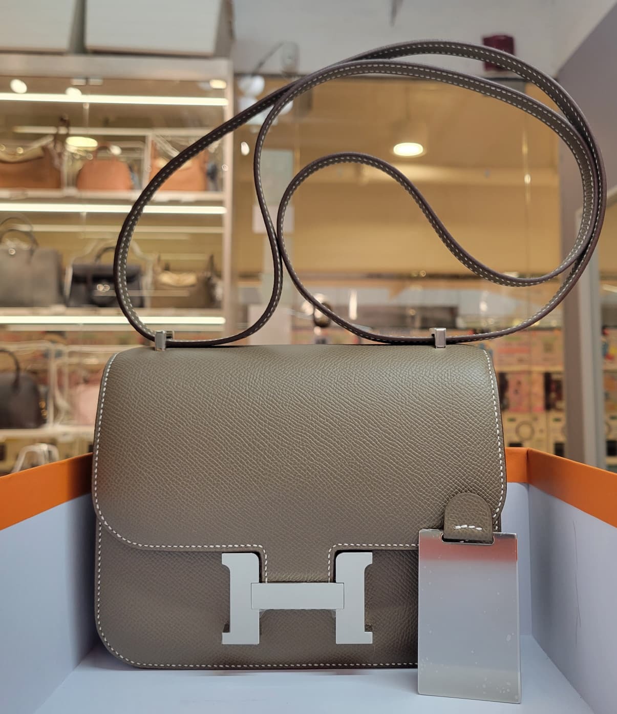HERMES MINI CONSTANCE ETOUPE CK 大象灰 銀扣