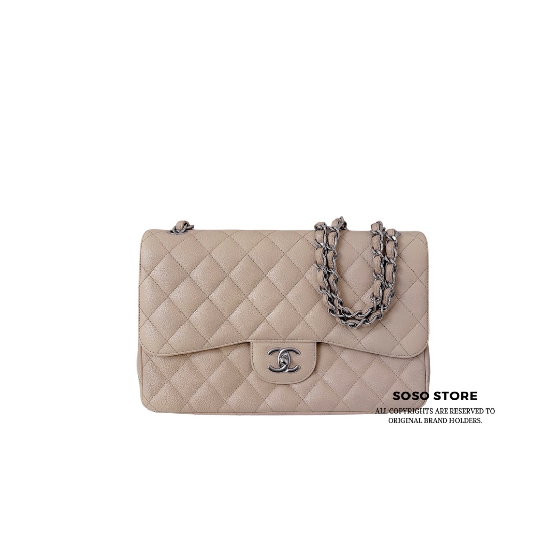 Chanel Classic Flap Bag Jumbo - Beige / SHW