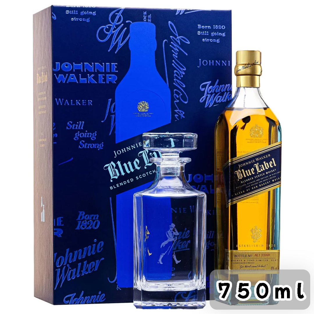 約翰走路 藍牌 蘇格蘭 調和威士忌 玻璃醒酒瓶套裝 750ml