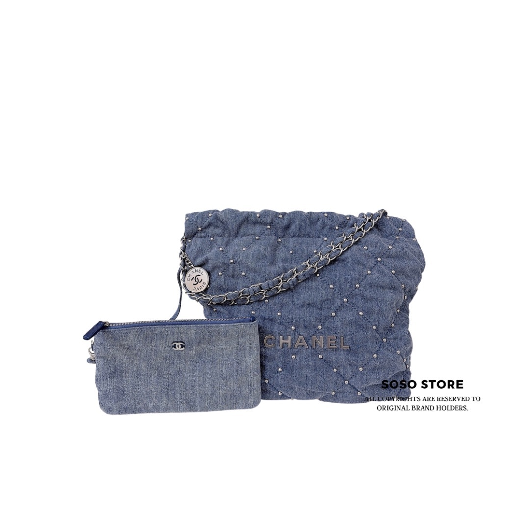 Chanel 22 Small Hobo Bag - Washed Denim / SHW