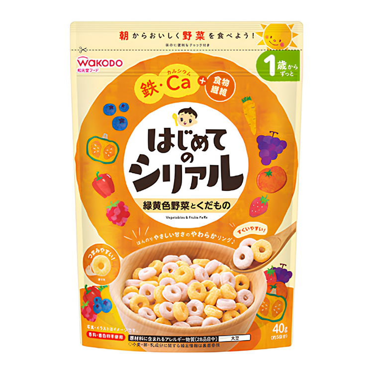 和光堂 Wakodo 寶寶初次燕麥穀物脆 綠黃色蔬菜與水果 40g (1歲起適用)