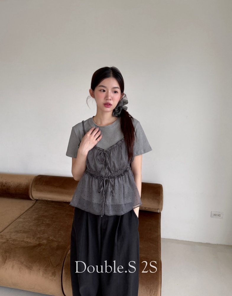 波點綁帶外罩背心*2色