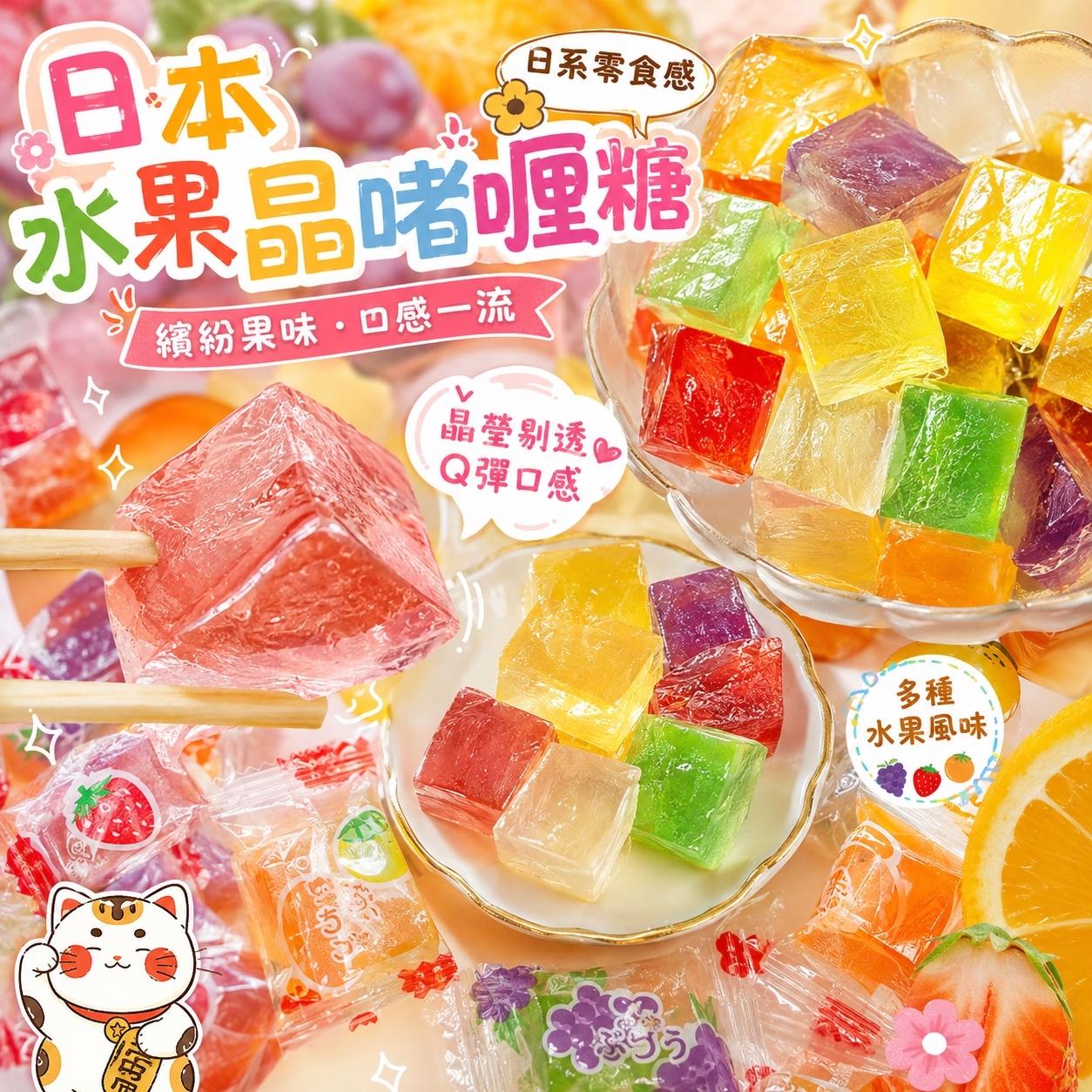 【預訂】AW082801 日本製｜足立水晶啫喱糖｜454g