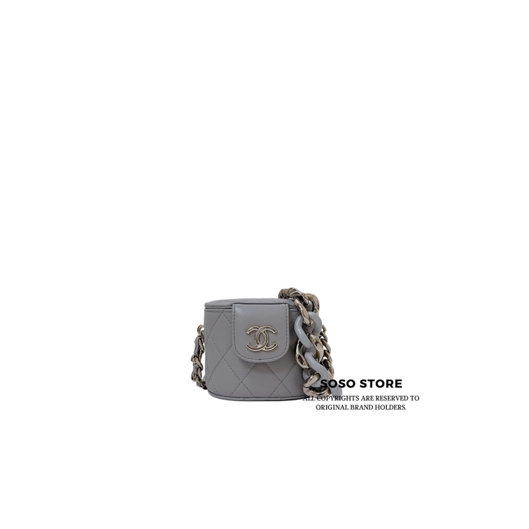 Chanel Quilted CC Allure Mini Vanity Case with Chain - Grey / GHW