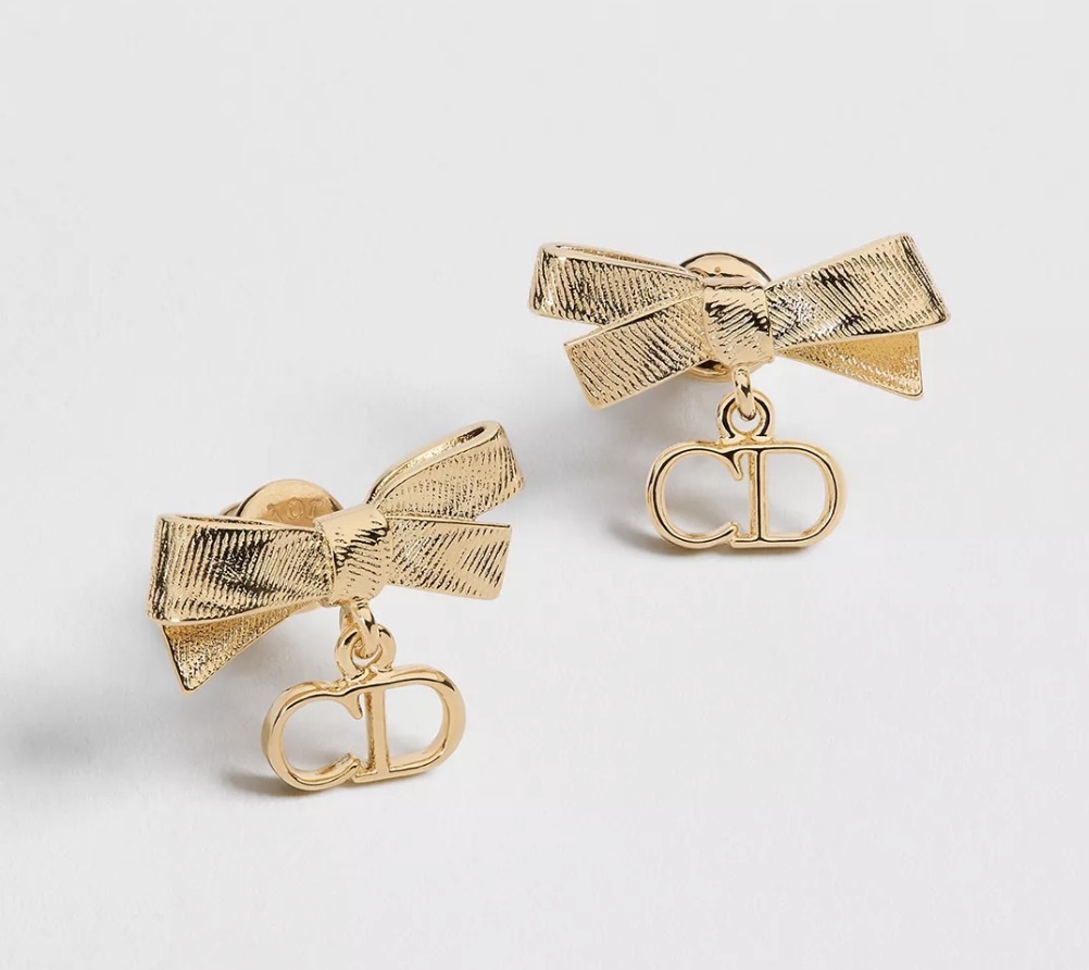 Dior CD Bow Earrings 金色蝴蝶結 CD 標誌耳環