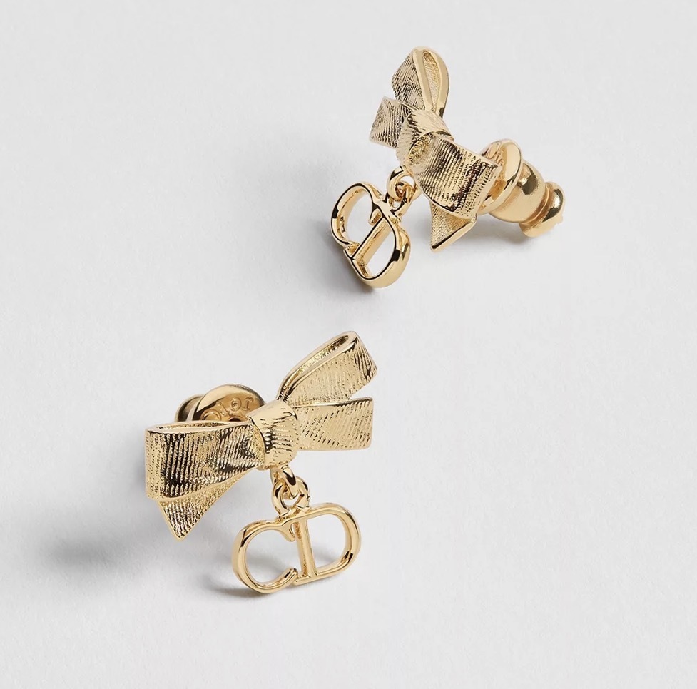 Dior CD Bow Earrings 金色蝴蝶結 CD 標誌耳環