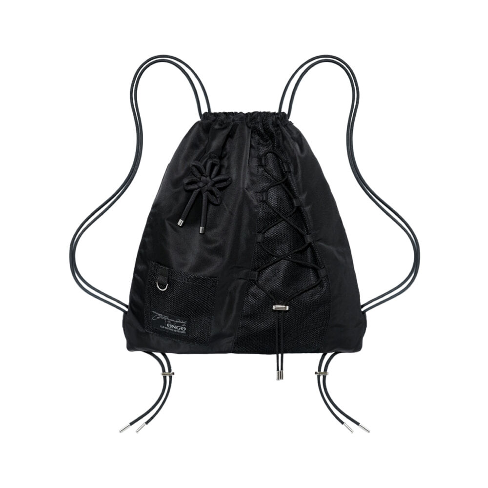 [預購] ONGO FLOWER MESH STRING BAG_BLACK
