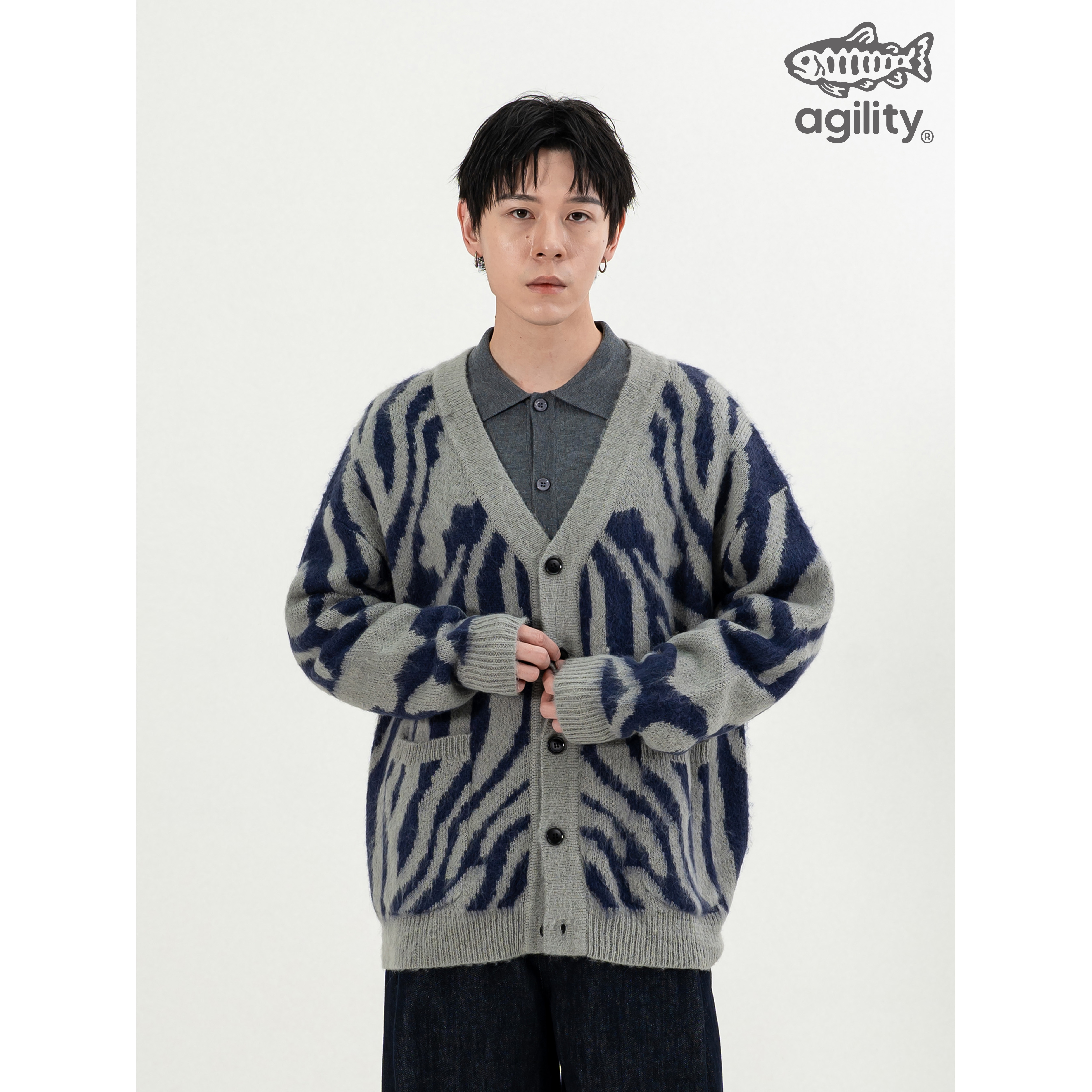 AGILITY Mohair Knit Cardigan / Zebra Print 馬海毛 斑馬紋 開襟外套 [KN81]