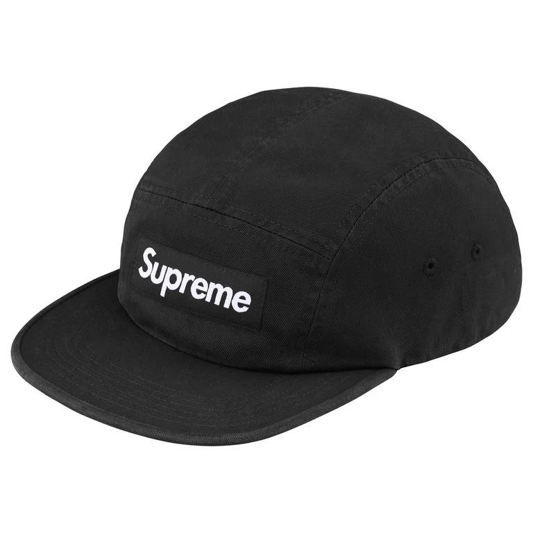 Supreme FW26 Washed Chino Twill Camp Cap - Black | FW26H55