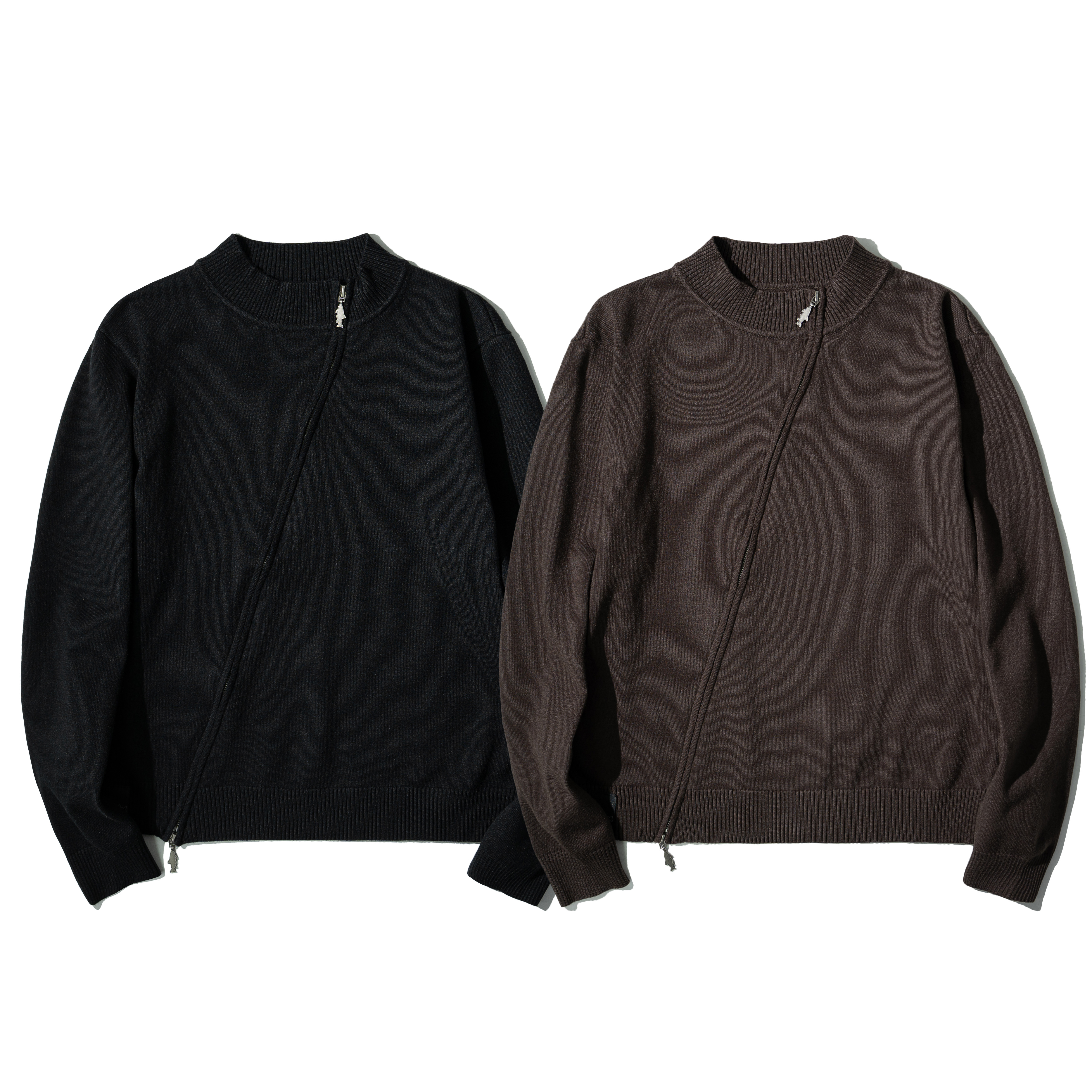 AGILITY Asymmetric Zip Knit Jacket 斜拉鍊 針織 立領外套 [KW-J]