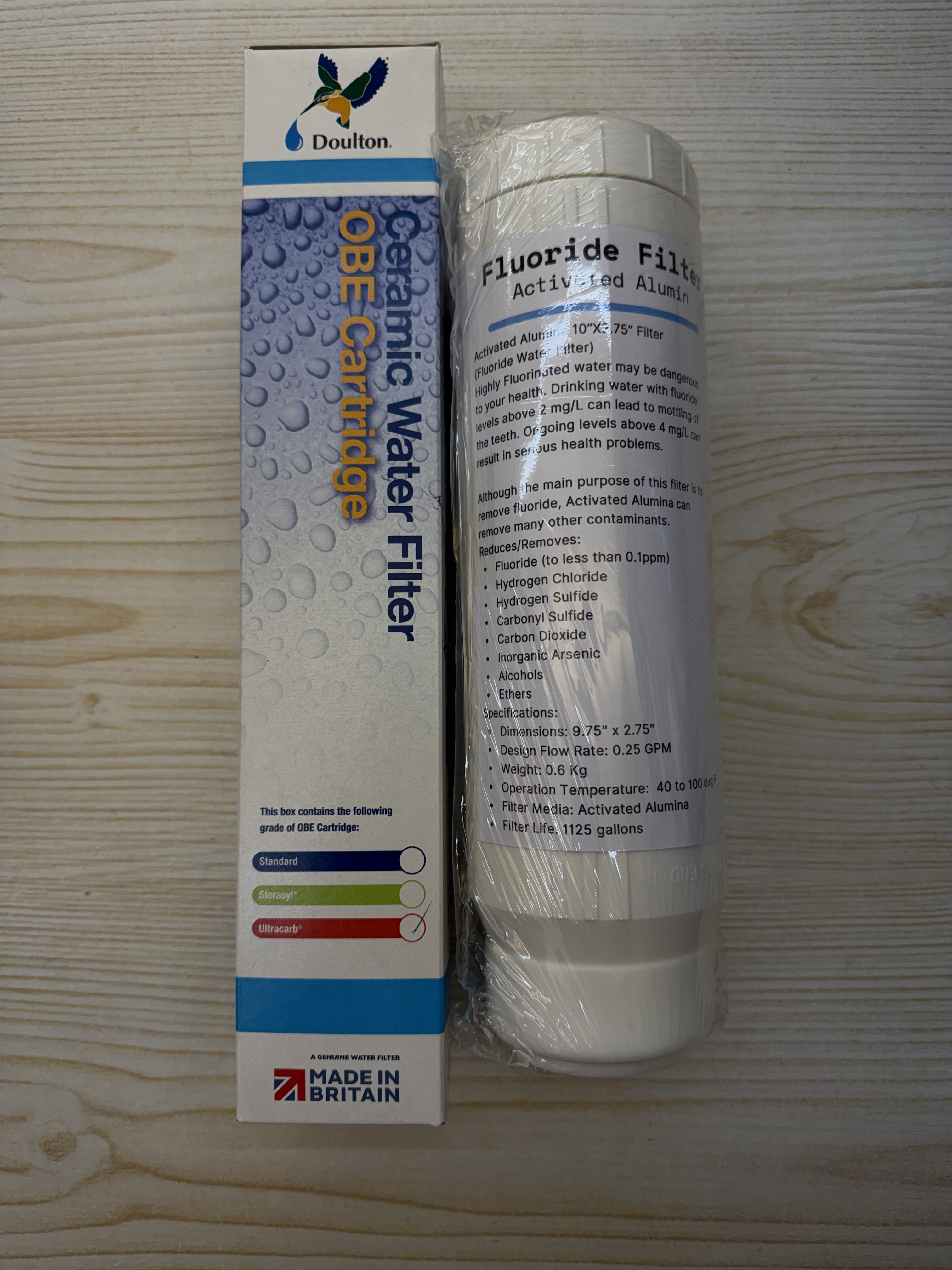 Replacement filters for dual water filtration system with slimline doulton ultracarb filter