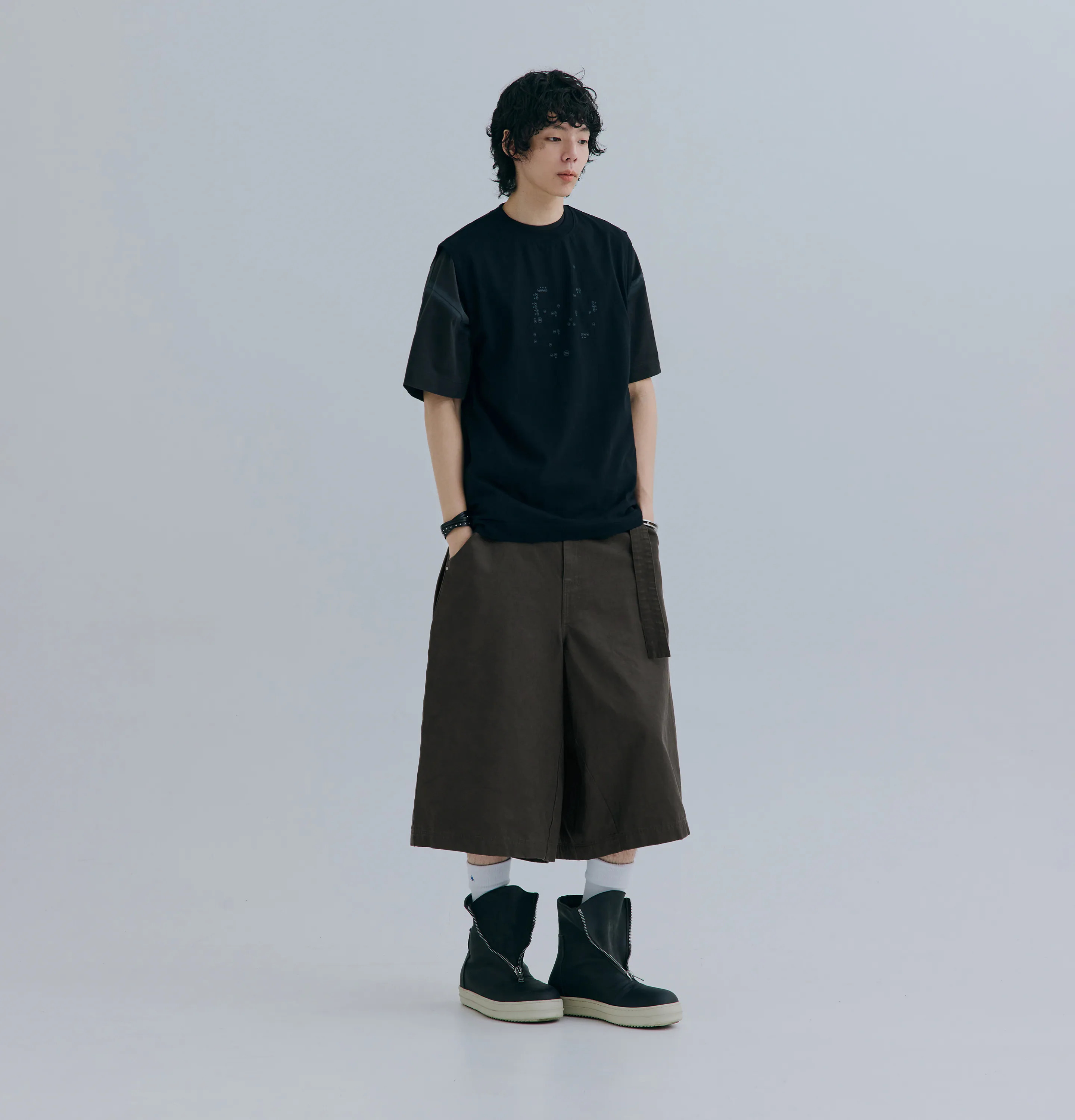MELSIGN - Cropped Drapey Baggy Pants - Brown