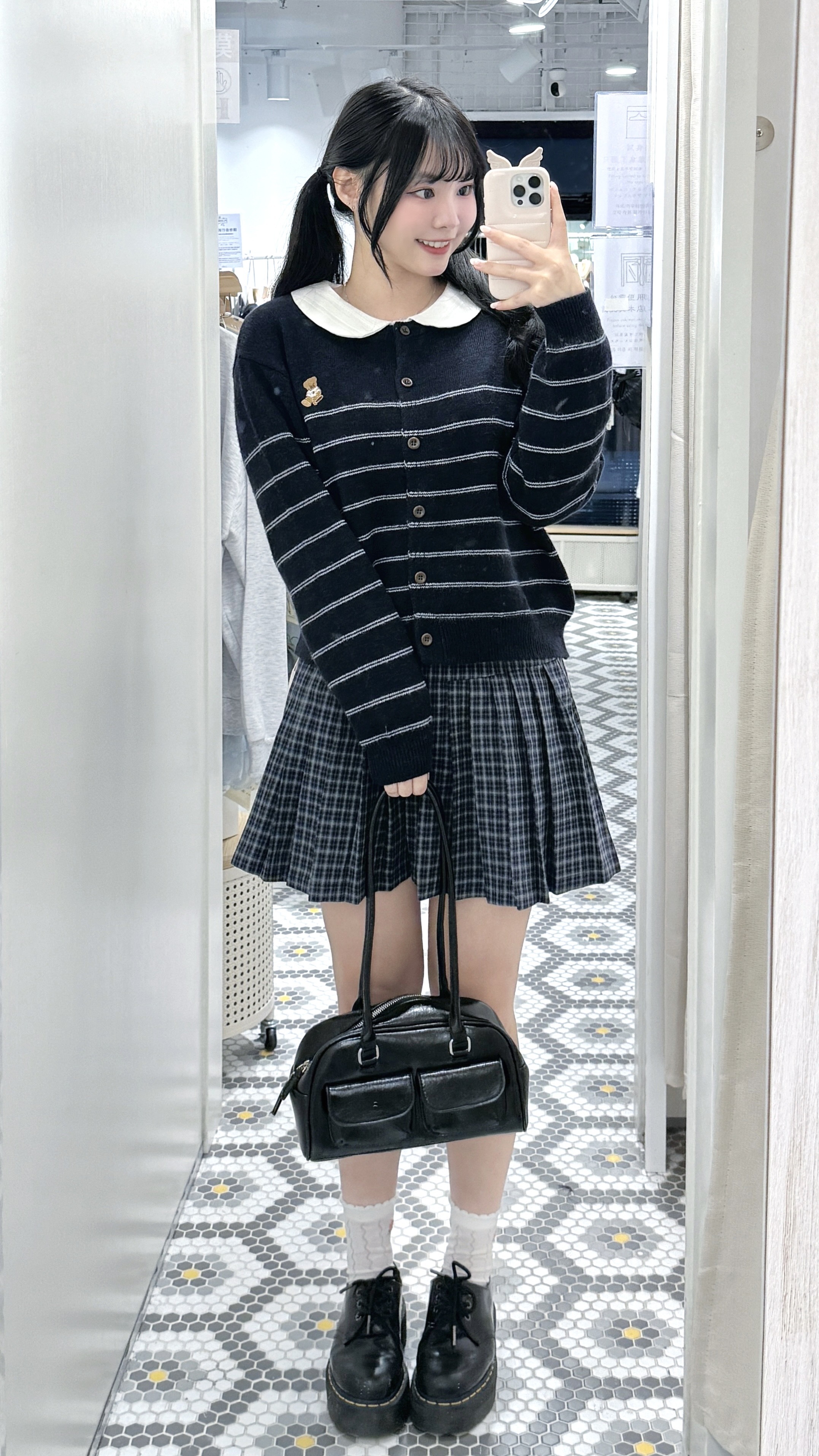 JK0464｜QQ啤啤熊藍色系橫間針織外套⸝⸝ ˖⁺𓈒🧸ྀི⸝ ˖