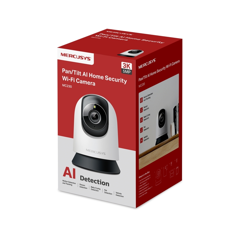 Mercusys MC230 3K 5MP Pan/Tilt Home Security Wi-Fi Camera