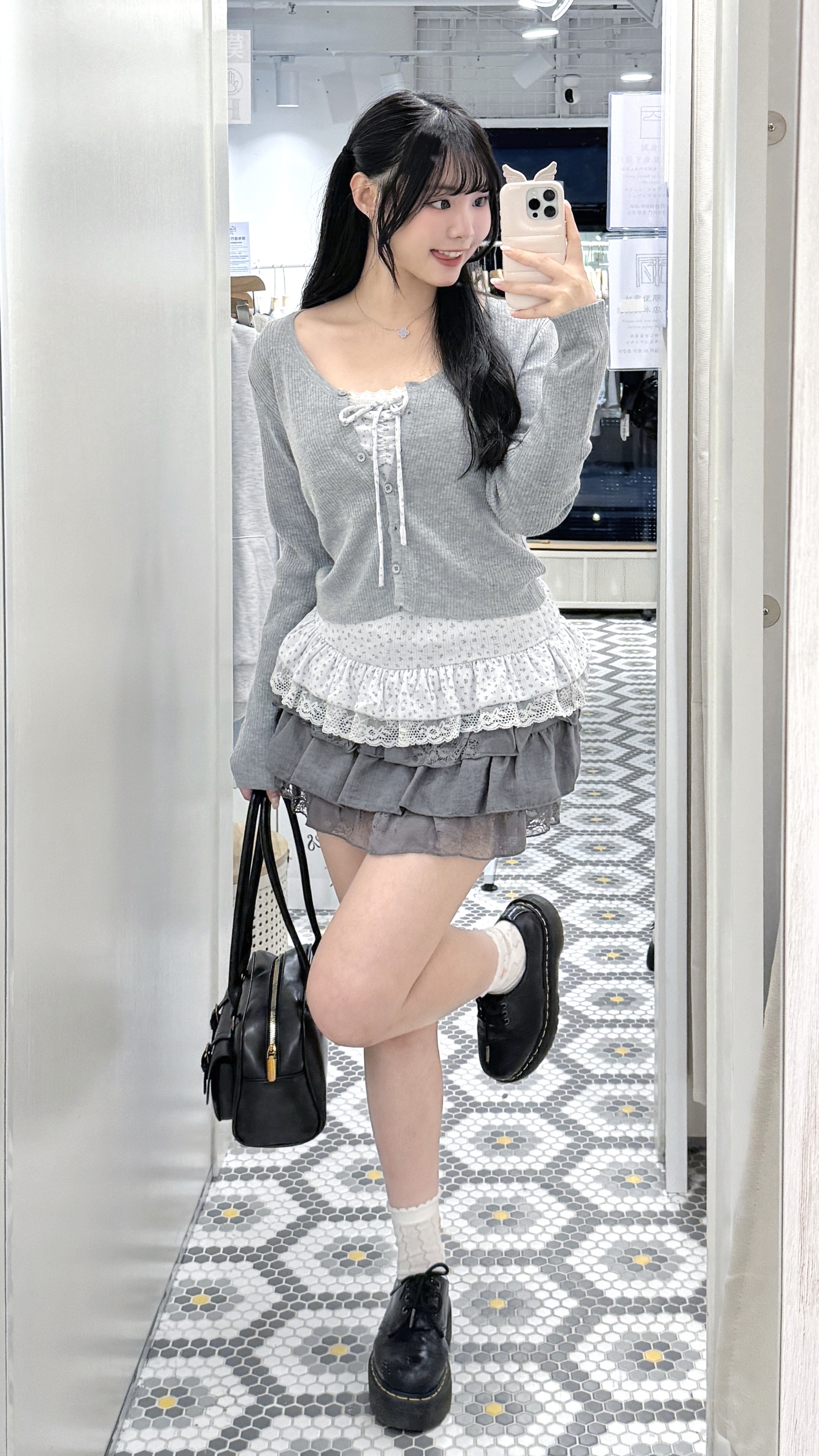 S0271｜清新少女碎花層次蕾絲吊帶上衣連針織外套SET⚘.⋆˚࿔