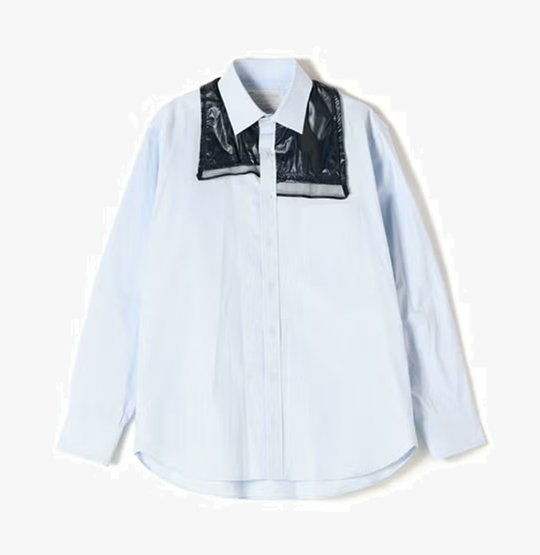 KOLOR JAPAN REGULAR NYLON COLLAR SHIRT L/S - BLUE PRE ORDER ITEM (預訂中)