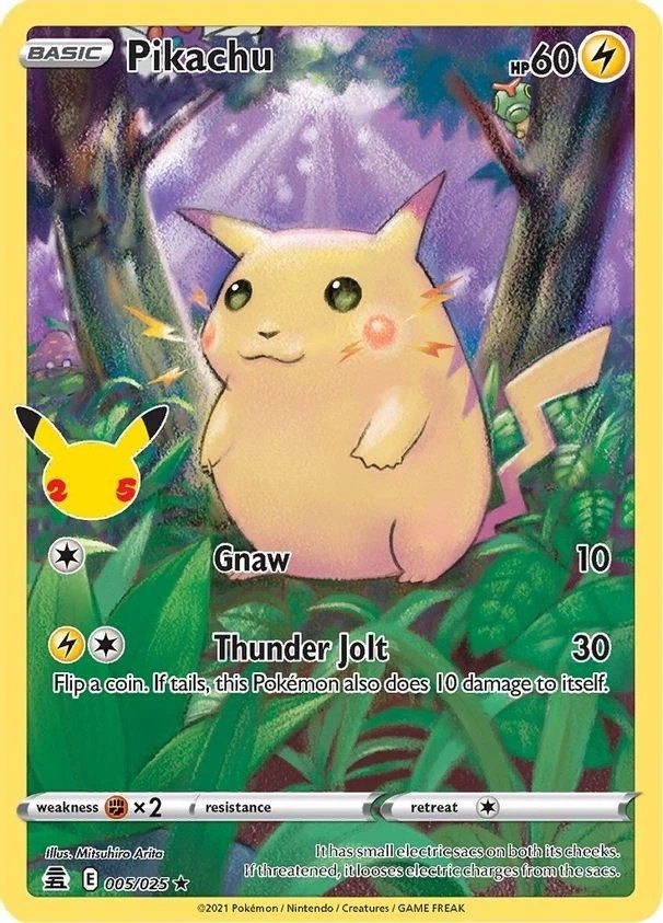 Pikachu - 005/025 - Pokemon Celebrations Sword & Shield Full Art Rare Card NM