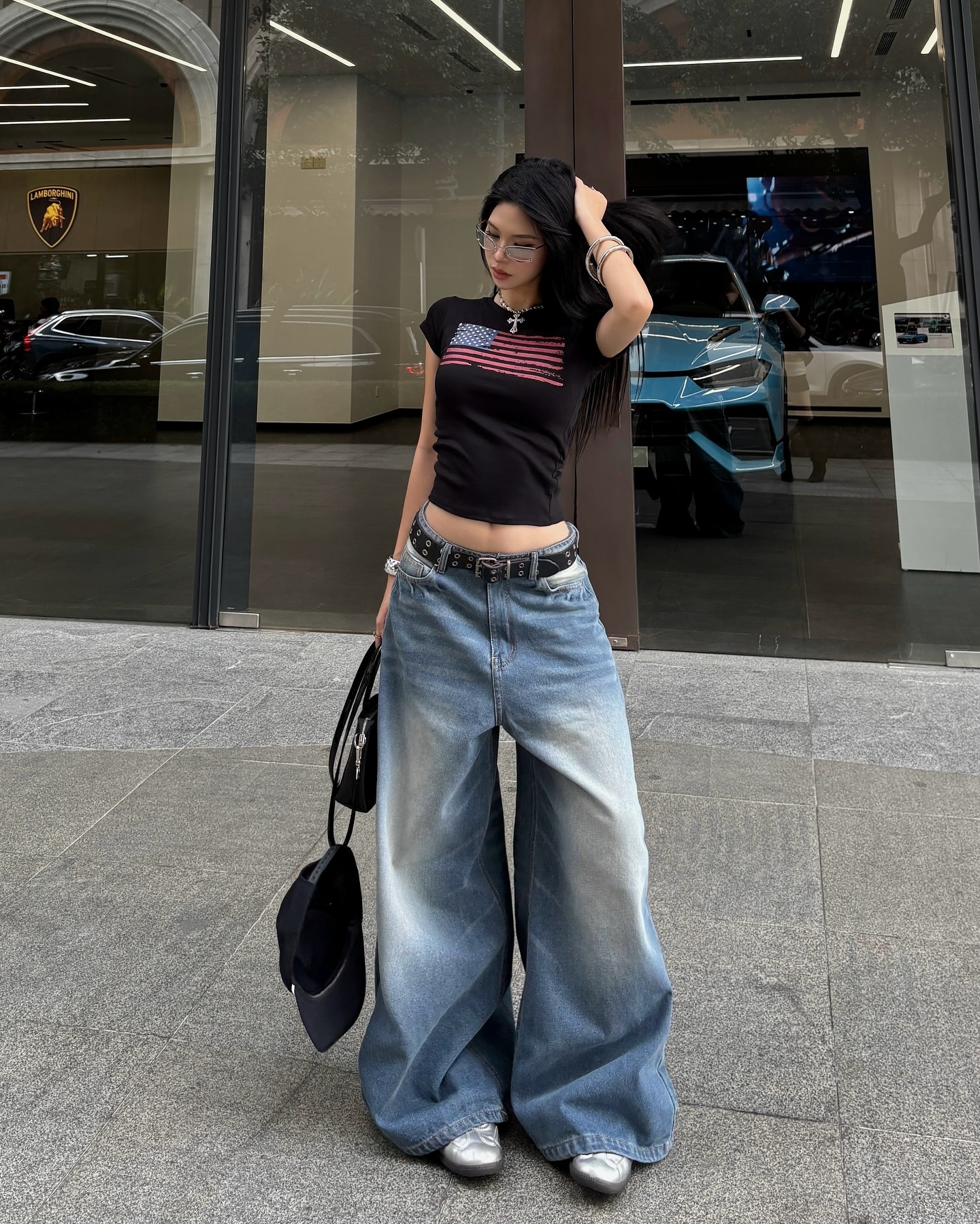 【預購】越南服飾 KILLSYSTEM USA 美國國旗刺繡寬鬆牛仔長褲