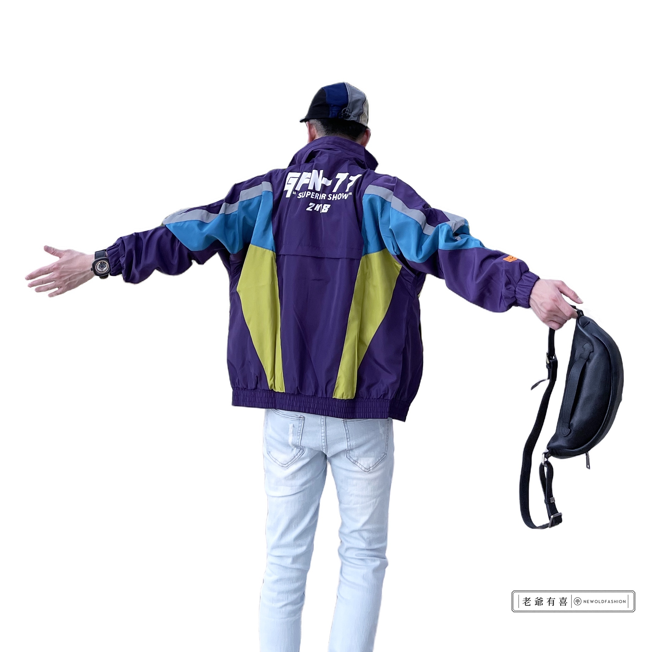 Charger後背英字拼接立領防風外套｜NEWOLDFASHION 老爺有喜 (NOF2109A18)
