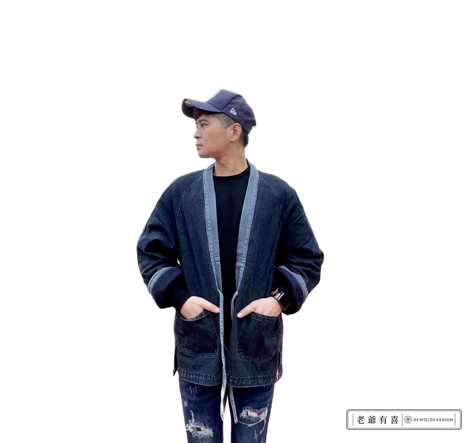 『新品上市』重磅藍滾邊刷絨牛仔武士外套