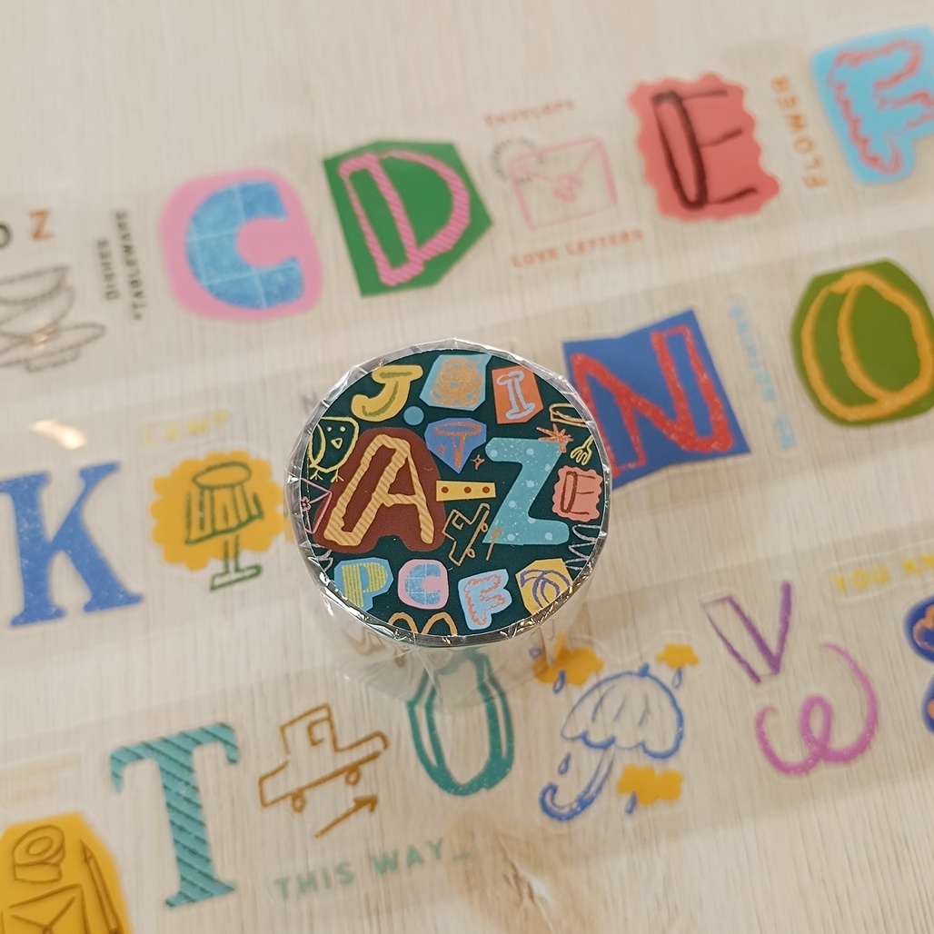 A Kind of cafe什物．The A to Z  4cm割型亮面PET膠帶 <整捲/分裝>