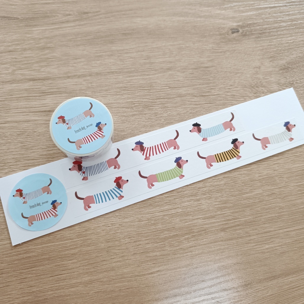 韓Maison de Summer．French dog 和紙膠帶