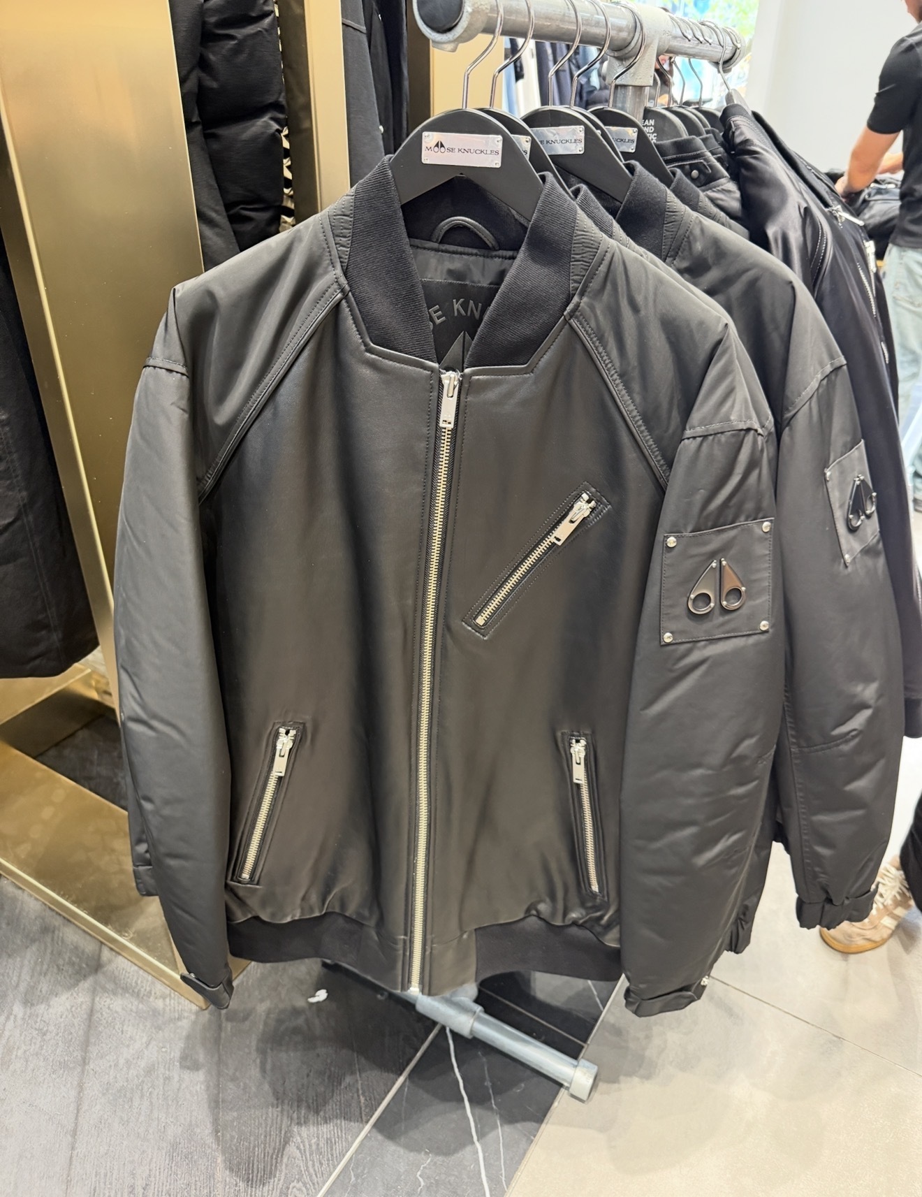 Moose Knuckles mens bomber jacket lambskin