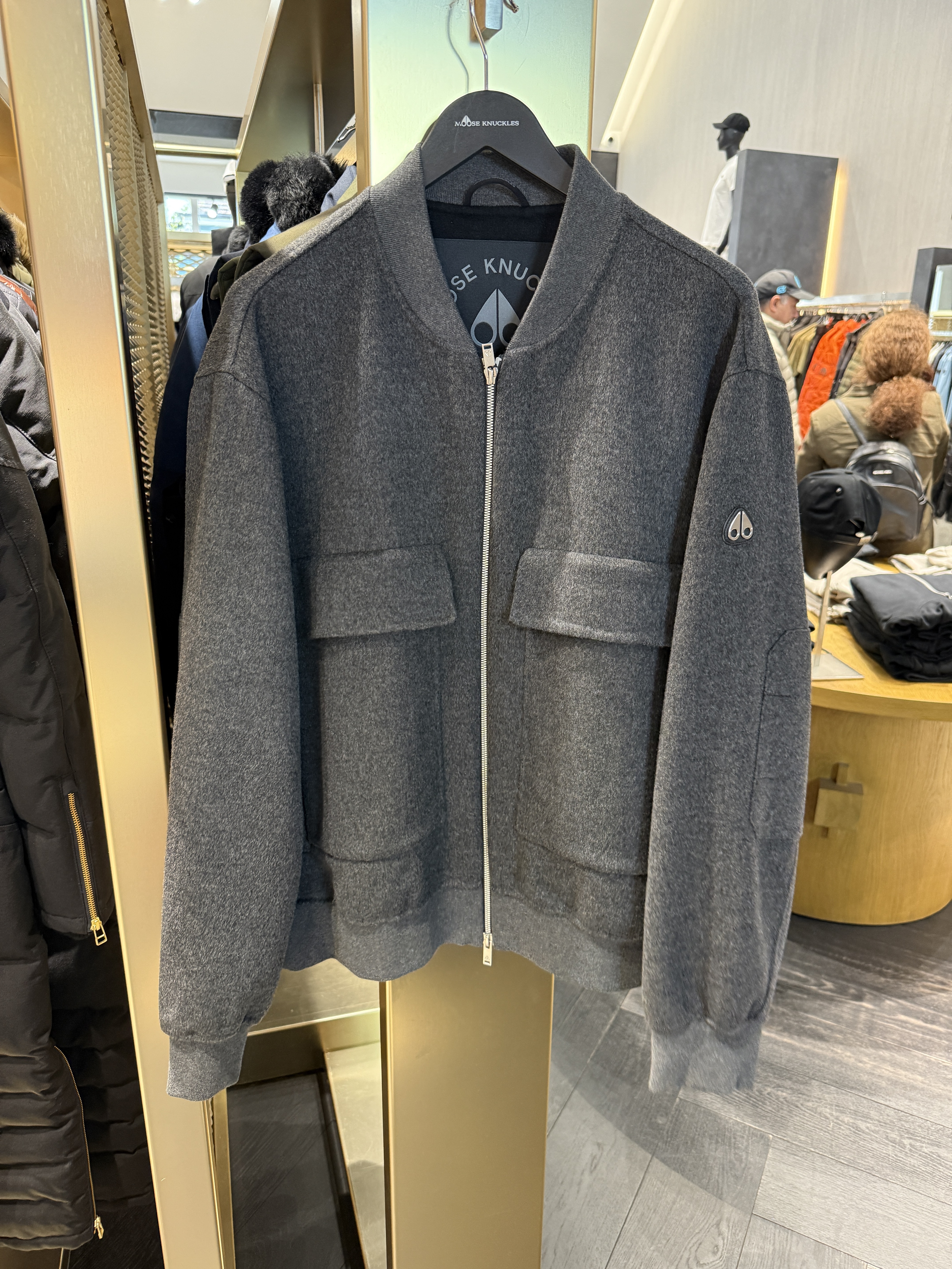 Moose Knuckles mens wool jacket grey