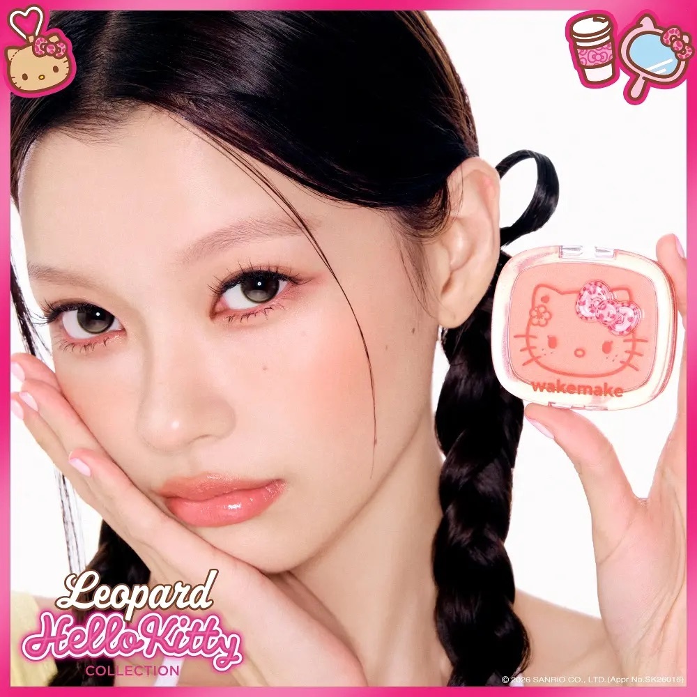 wakemake x Sanrio - Sheer Breeze Blusher #Leopard Hello Kitty Collection